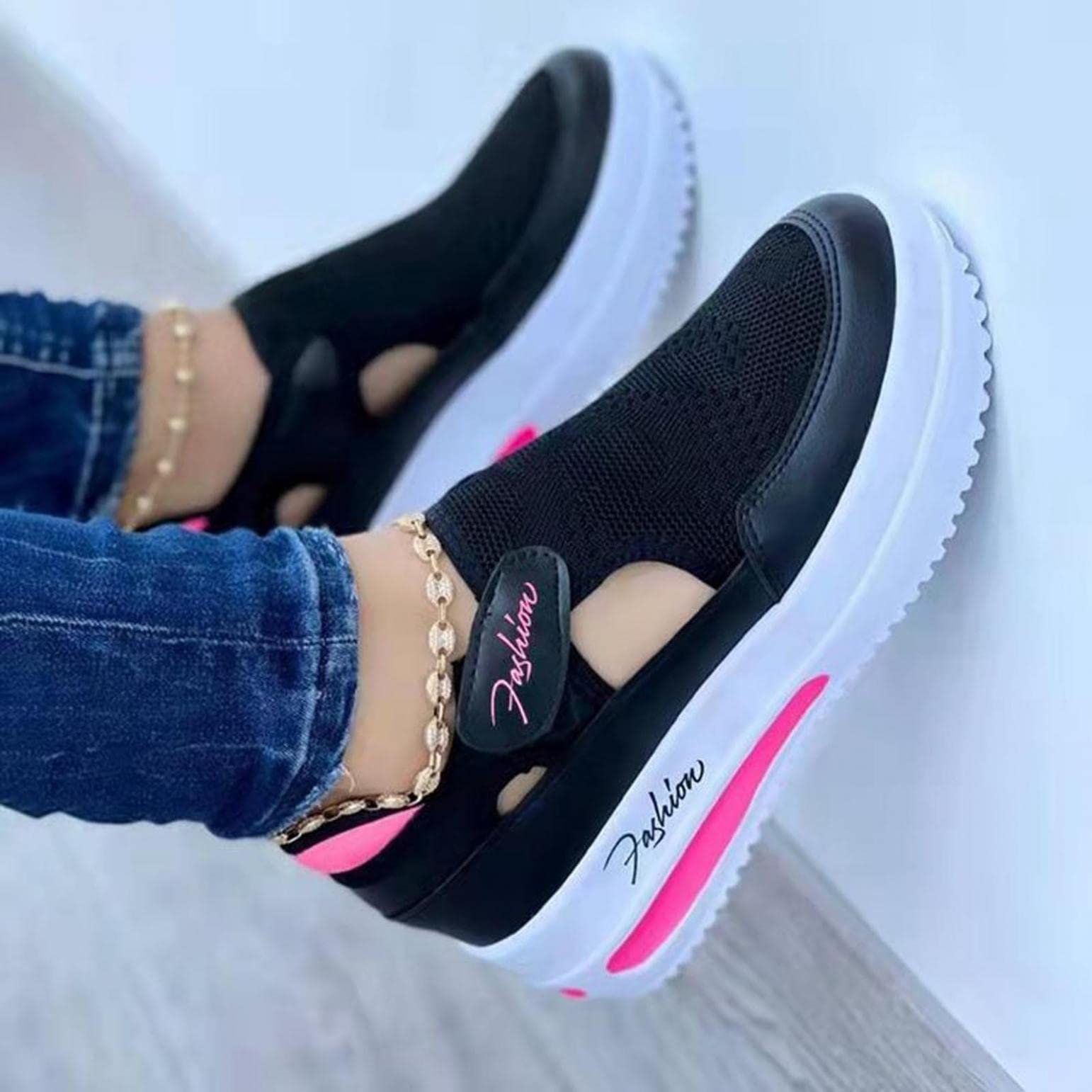 2024 Women's Breathable Sport Sneakers - Lightweight Casual Flat Walking Shoes with Velcro & Mesh Design for Outdoor, Gym, Travel | Summer Comfortable Canvas Athletic Shoes