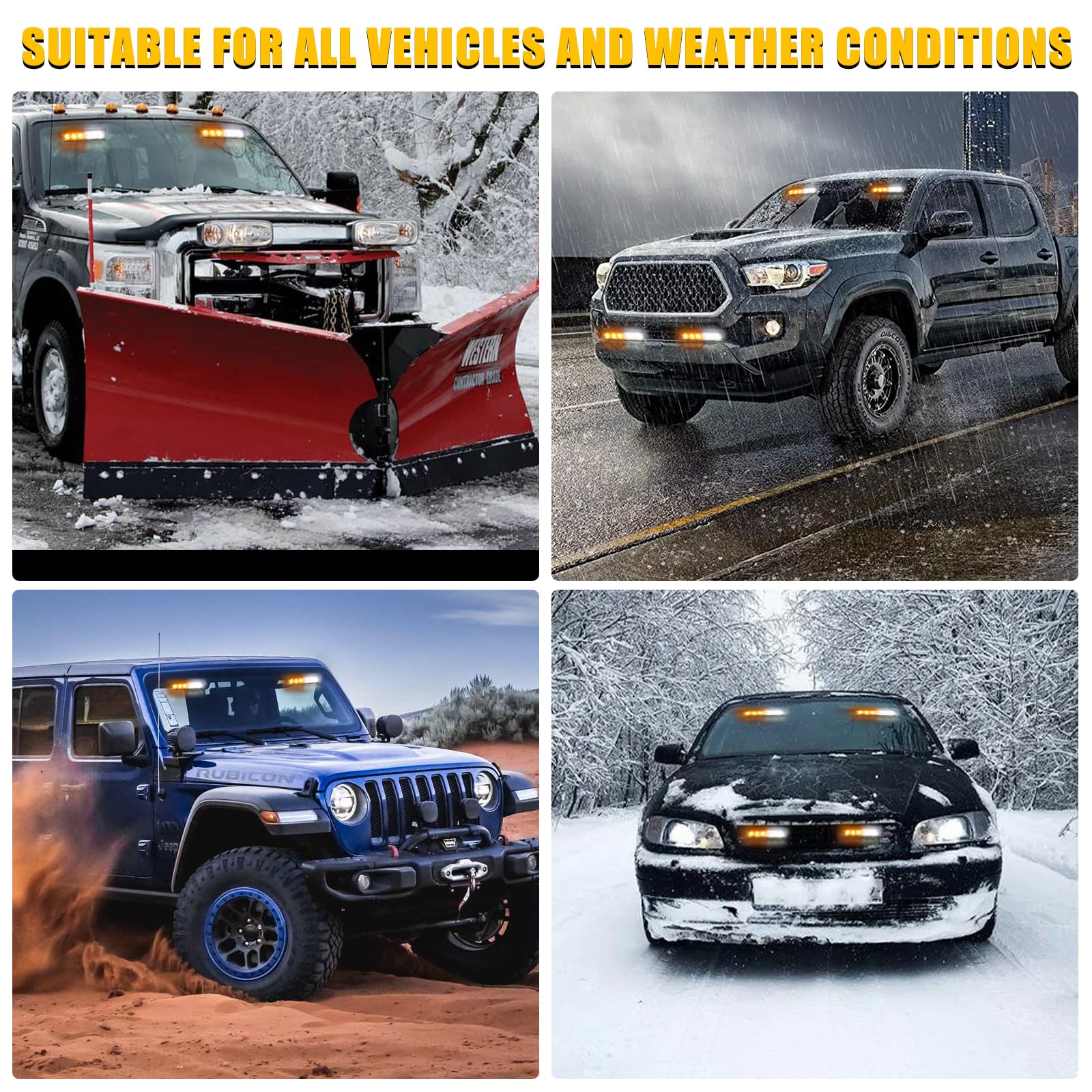 LED Strobe Light Bar for Trucks - 6.1'' Amber/White Emergency Flashing Lights for Construction, Tow & Plow Vehicles - Traffic Advisor Dash, Windshield & Grille Lights - Ideal for Roadside Work, Emergency Signaling & Vehicle Safety