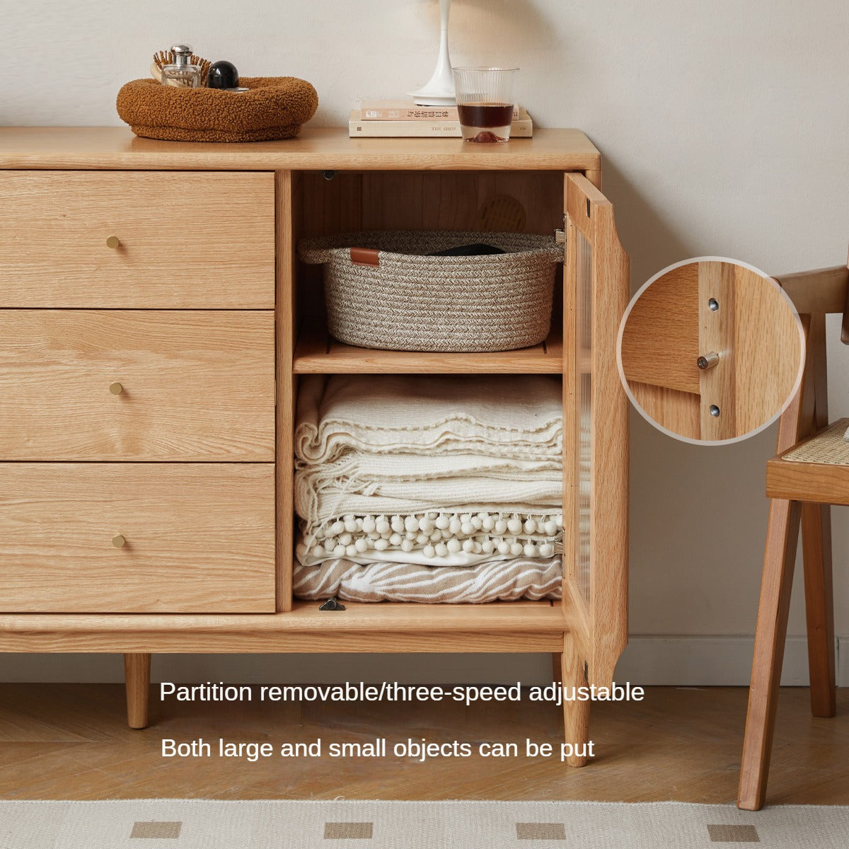 Solid Oak Wood Storage Cabinet with Doors - Organize Your Home, Office, or Closet - Perfect for Bedroom, Living Room & Entryway Storage
