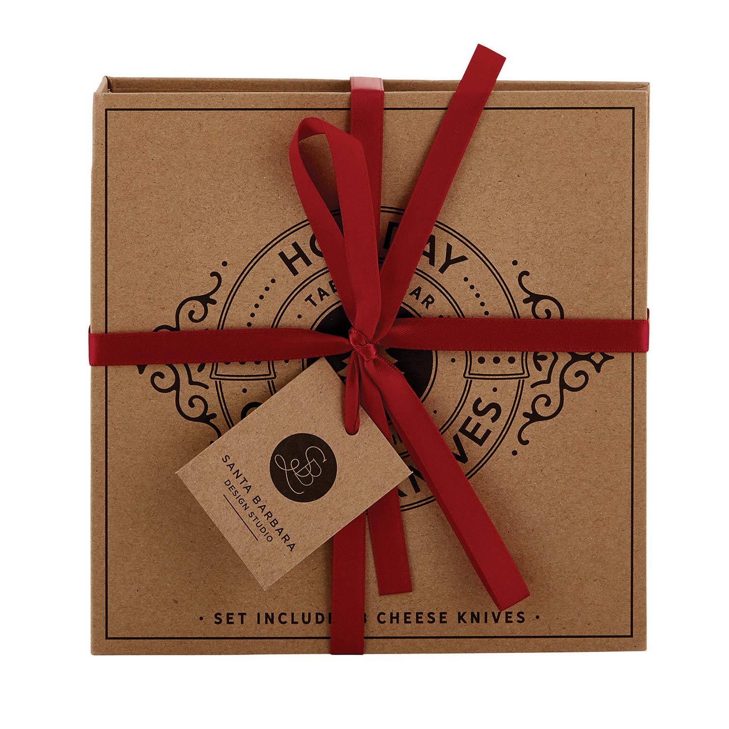 Santa Barbara Design Studio 3-Piece Cheese Knife Gift Set - Rustic Kraft Cardboard Box, Kitchen Essentials for Holiday Gifts & Entertaining | Perfect for Cheese Platters, Wine Parties & Housewarming Presents