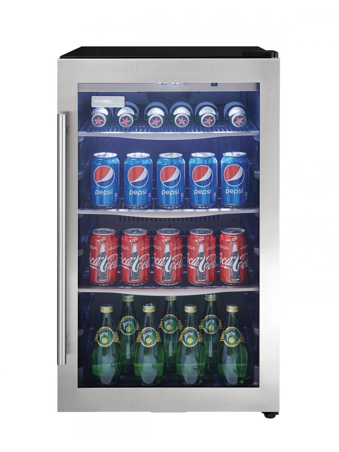Danby DBC434A1BSSDD 4.3 cu. ft. Stainless Steel Beverage Cooler - Compact Freestanding Drink Refrigerator for Soda, Beer & Wine - Perfect for Home Bar, Office or Entertaining Spaces