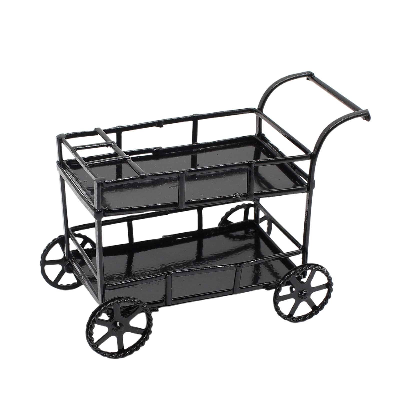 JIDOANCK Miniature Dollhouse Dining Car - Black Kitchen Scene Accessory with Slide Wheels, Realistic Simulation Furniture for Dollhouse & Play Kitchen - Perfect for DIY Dollhouse, Miniature Collectors & Kids Pretend Play