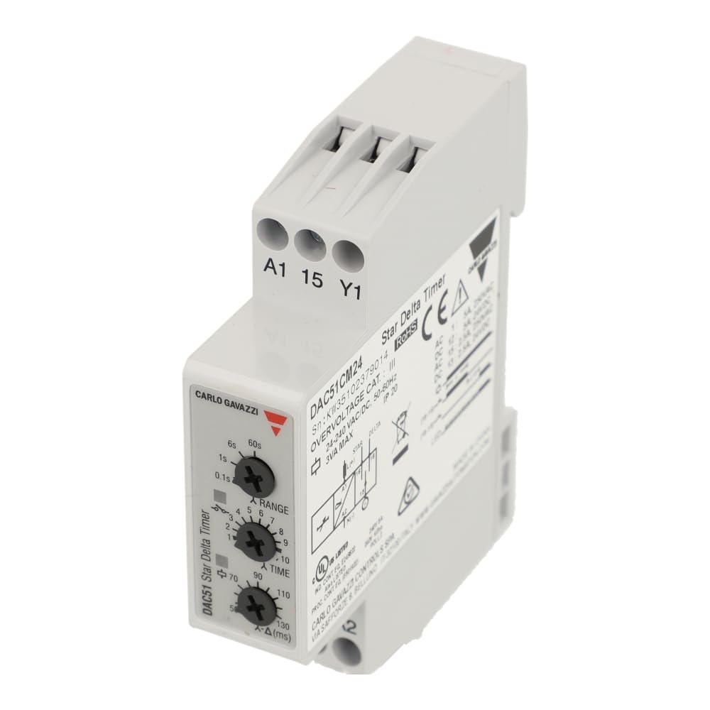 CARLO GAVAZZI DAC51CM24 Star Delta Timer 24V/240V - Industrial Motor Control for Pumps, Fans & Conveyors