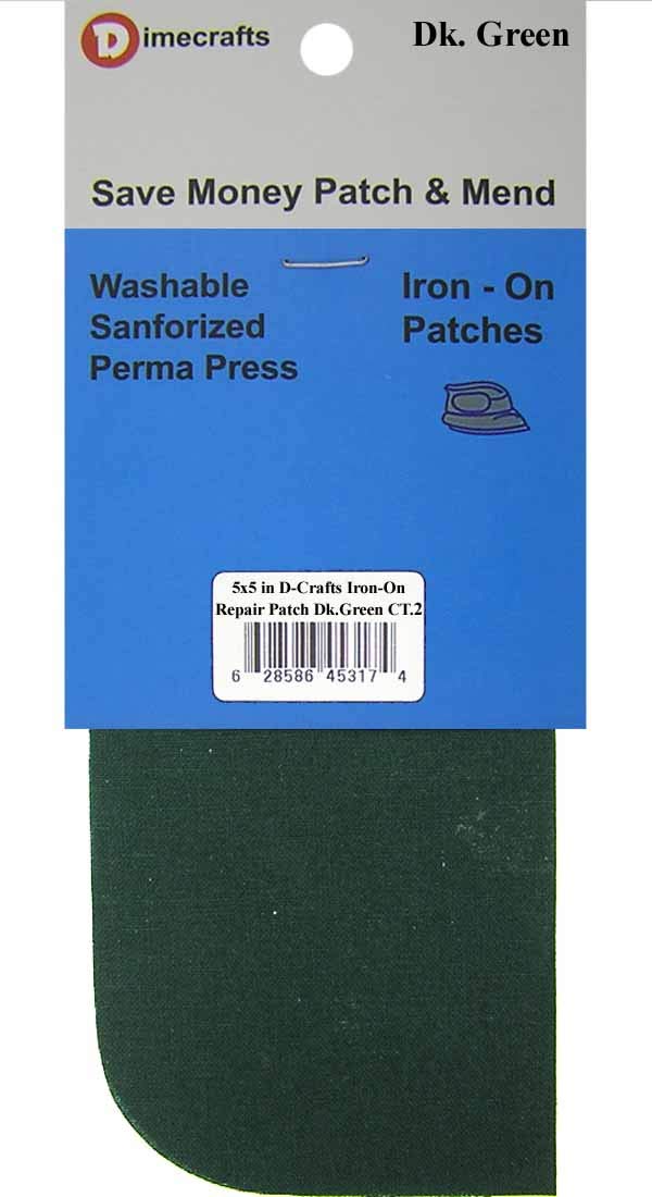 Bondex Iron-On Repair Patches for Jeans & Clothing - Dark Green Fabric Patches for Denim, Jackets & Workwear - Easy Heat-Activated Adhesive