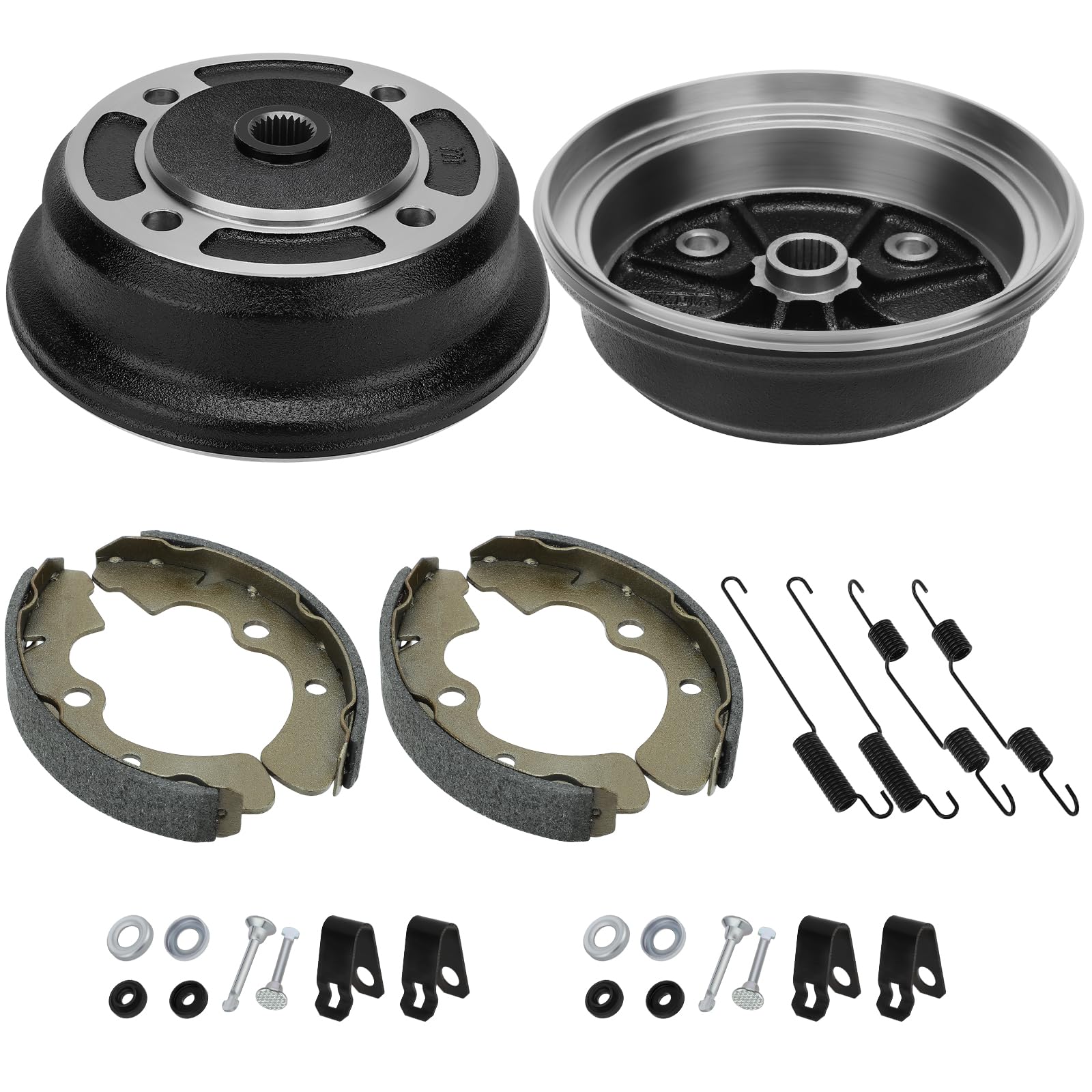 M MATI 2-Piece Front Wheel Brake Drum Hub & Brake Shoe Kit for Kawasaki Mule 3000 3010 4010 4000 3020 2510 KAF620 KAF950 (2001 & Newer Models) - Replacement for OEM 41048-7501 92043-1636 41038-0034 41038-7501 - Perfect for Off-Road ATV Maintenance & Farm Vehicle Repair