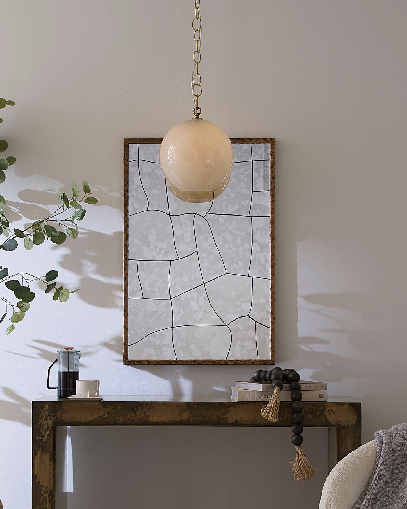 Camber Pendant Light in Taupe - Modern Hanging Fixture for Living Room, Bedroom, or Dining Area