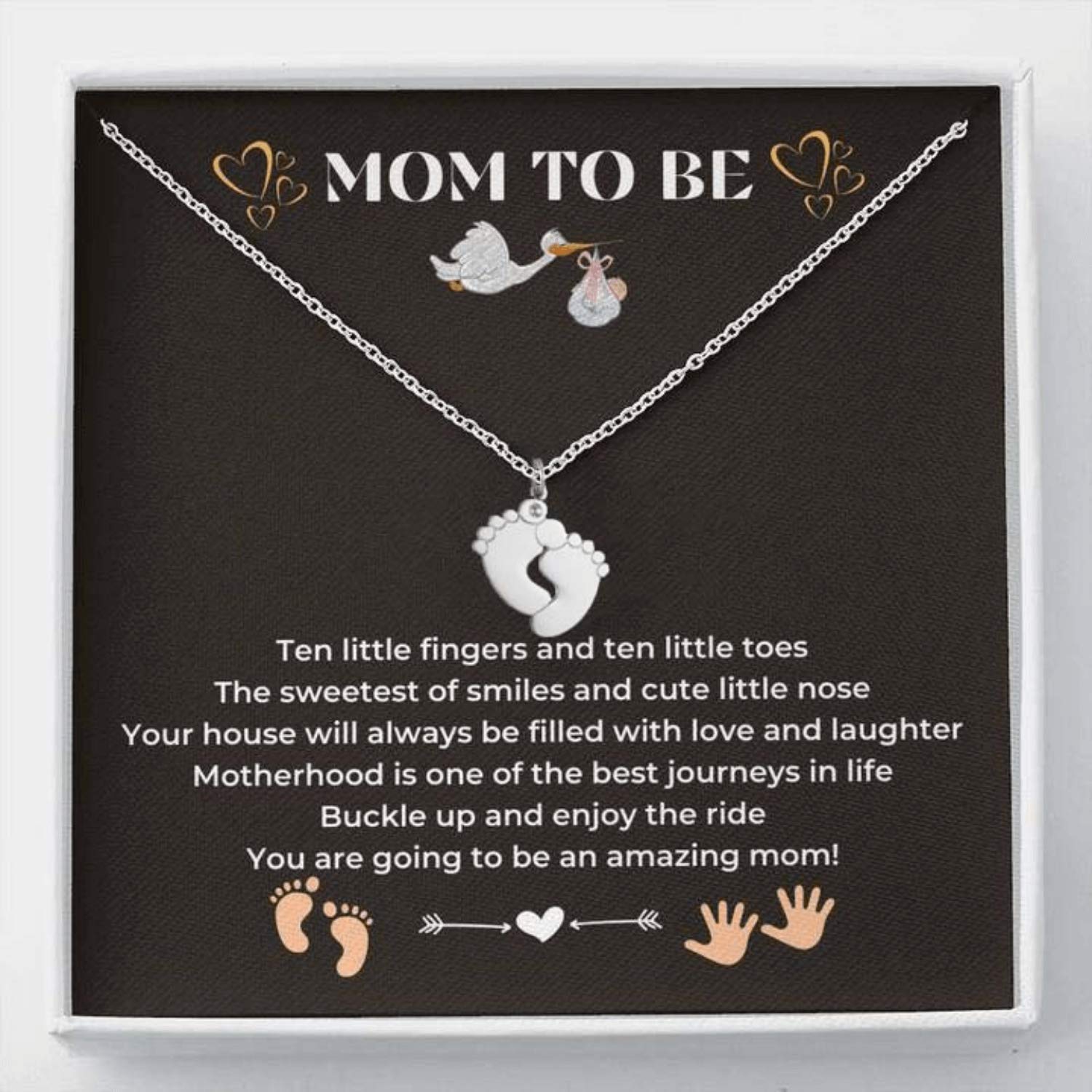 Lotus Baby Feet Pendant Necklace - Thoughtful Pregnancy Gift for Expecting Moms, First Time Mothers, Wife, Sister or Daughter | Engraved Message Card Included | Perfect for Mother's Day, Christmas, Baby Shower & Birthday Celebrations | Heartfelt Keepsake for New Moms to Treasure Baby's First Moments
