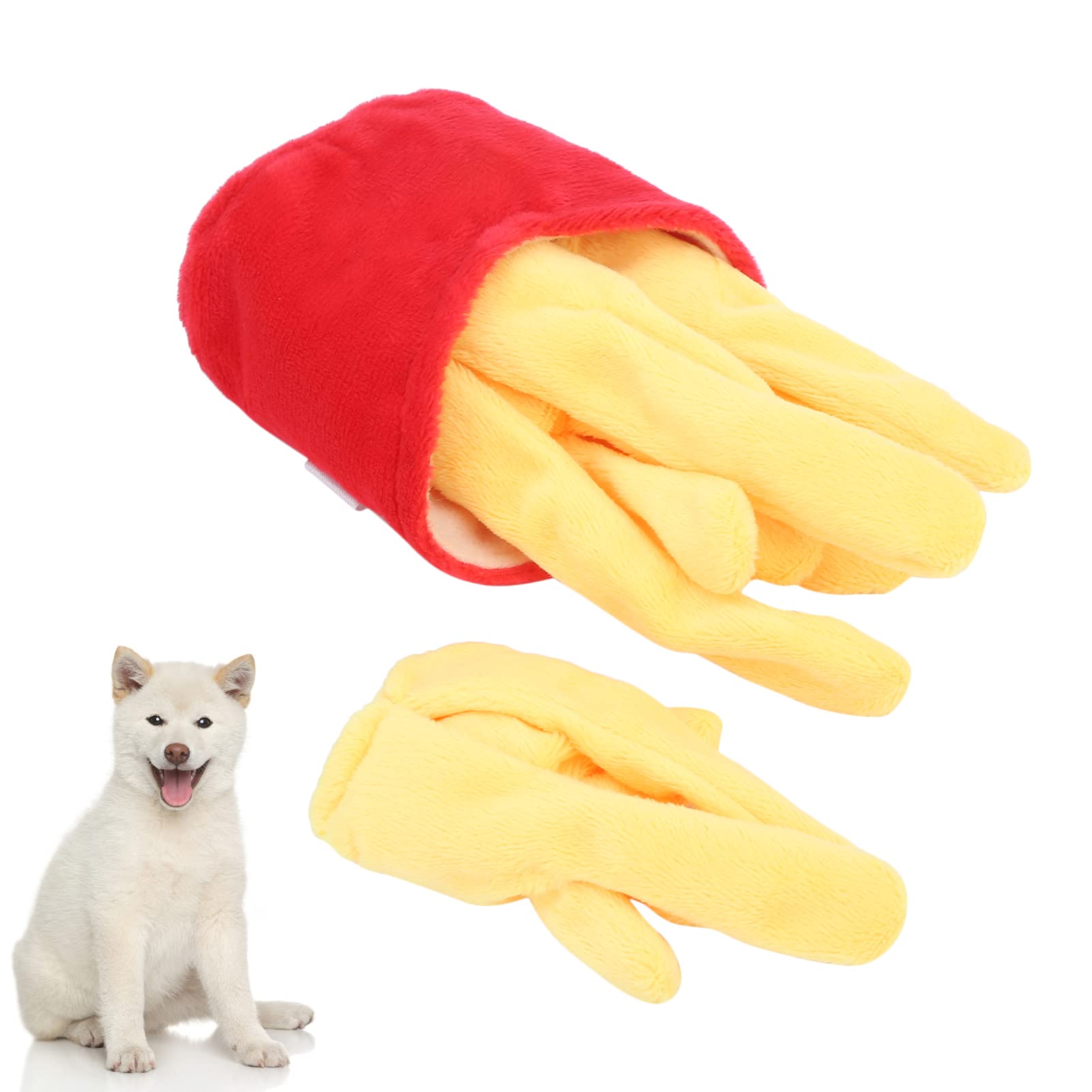 GLOGLOW Squeaky Dog Toys - French Fries Plush Chew Toy for Puppies, Interactive Play & Teeth Cleaning | Perfect for Playtime, Training & Bonding with Your Dog