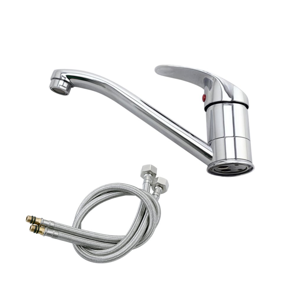 Cabilock Kitchen Sink Faucet with Sprayer - 2 Handle Mixer Tap for Bathroom & Washbasin - High Pressure Water Tap with 2pcs Flexible Hose - Perfect for Modern Kitchens & Bathroom Renovations