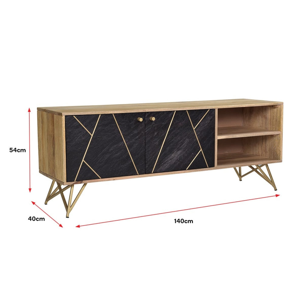Modern TV Stand with Storage - 140cm Entertainment Unit for Living Room, Bedroom & Home Theater | Solid Wood TV Cabinet with Shelves & Drawers