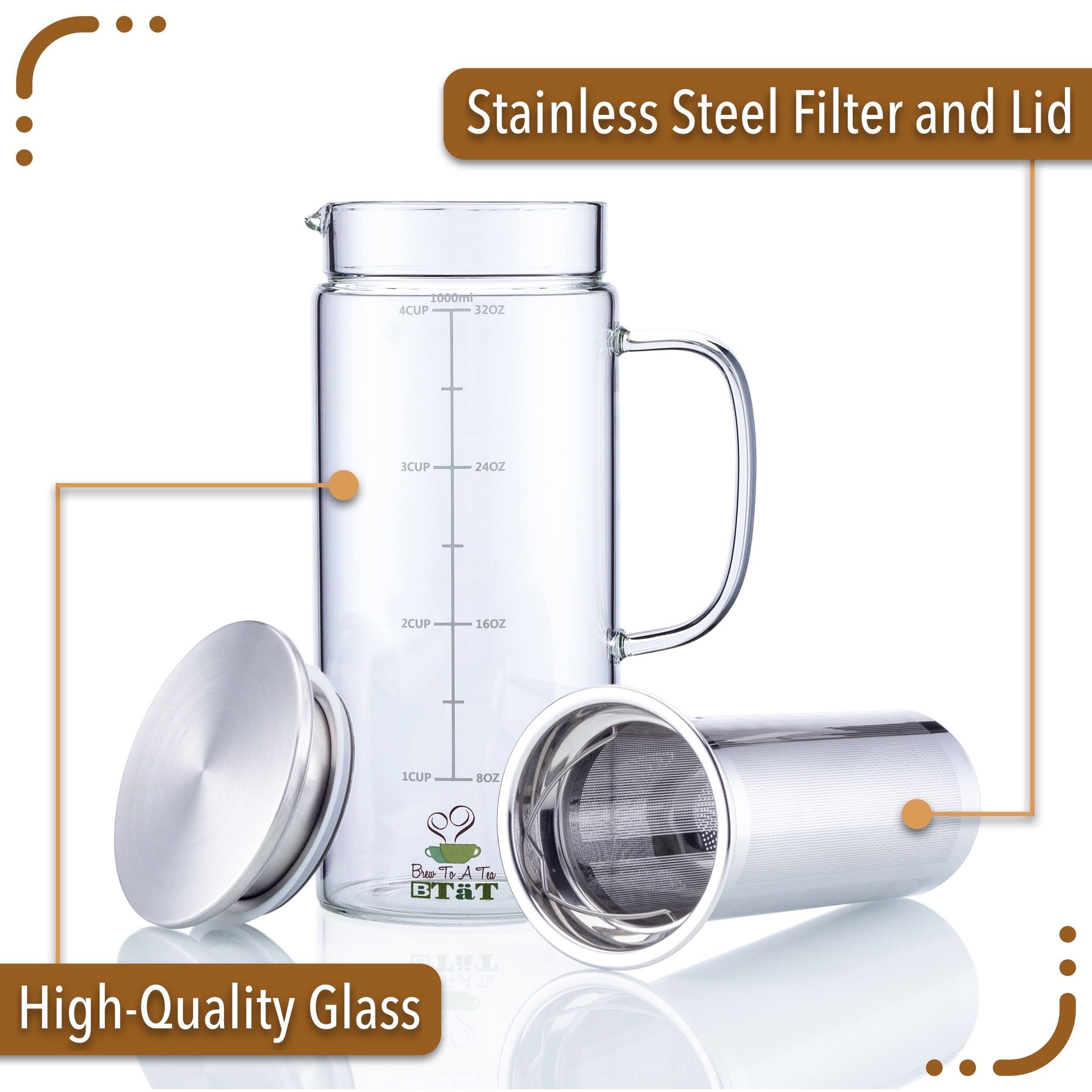Cold Brew Coffee Maker - 32oz Iced Tea & Coffee Pitcher for Home & Office