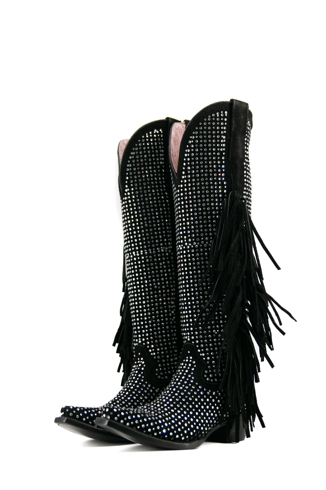 Vegas Sparkles Rhinestone Fringe Cowgirl Boots - Western Tall Snip Toe Boots for Women | Perfect for Country Concerts, Line Dancing & Rodeo Events
