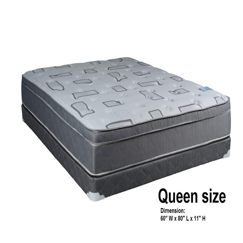 Dream Solutions USA Natural Trophy Medium Plush Eurotop Mattress Set with Bed Frame - Queen Size Orthopedic Support for Lasting Comfort | Perfect for Master Bedrooms, Guest Rooms & Luxury Apartments