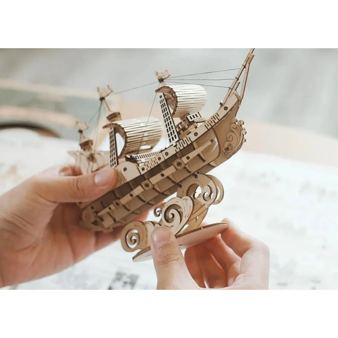 3D Wooden Puzzle Sailing Ship Model Kit - DIY Boat Building Toy for Adults & Kids - Perfect for Home Decor, Gifts & Educational STEM Activities