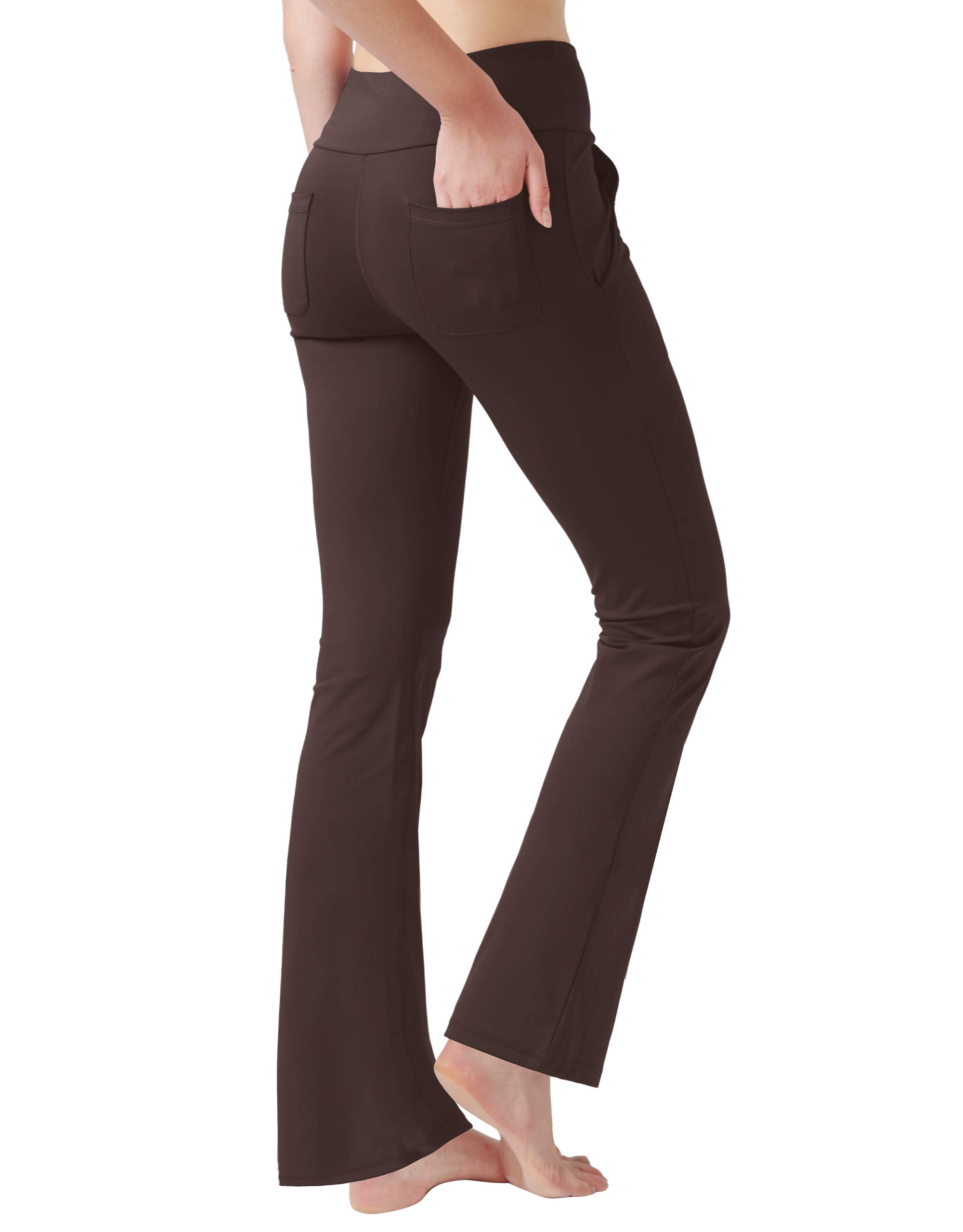 Nuveti Women's High Waisted Bootcut Yoga Pants with 4 Pockets - Tummy Control Workout & Dress Pants for Yoga, Gym, Office & Casual Wear