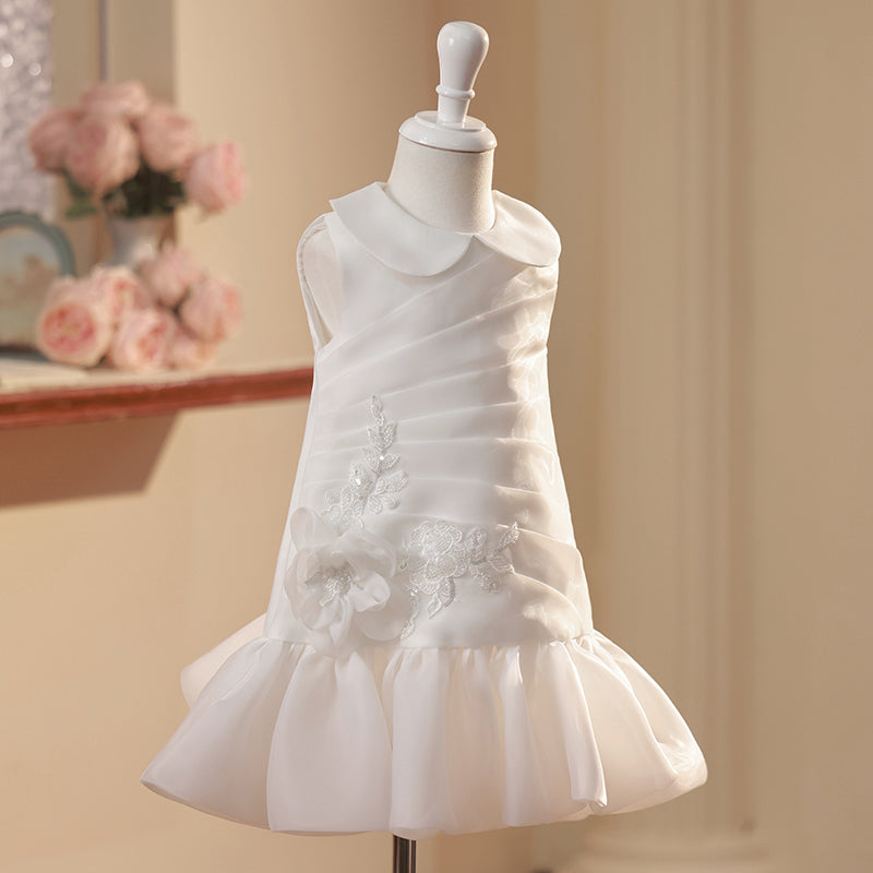 Flower Girl Dress for Baby Girls - Sleeveless Wedding Party Dress with Floral Pattern, Back Zipper, Princess Style - Perfect for Flower Girls, Pageants, and Special Occasions