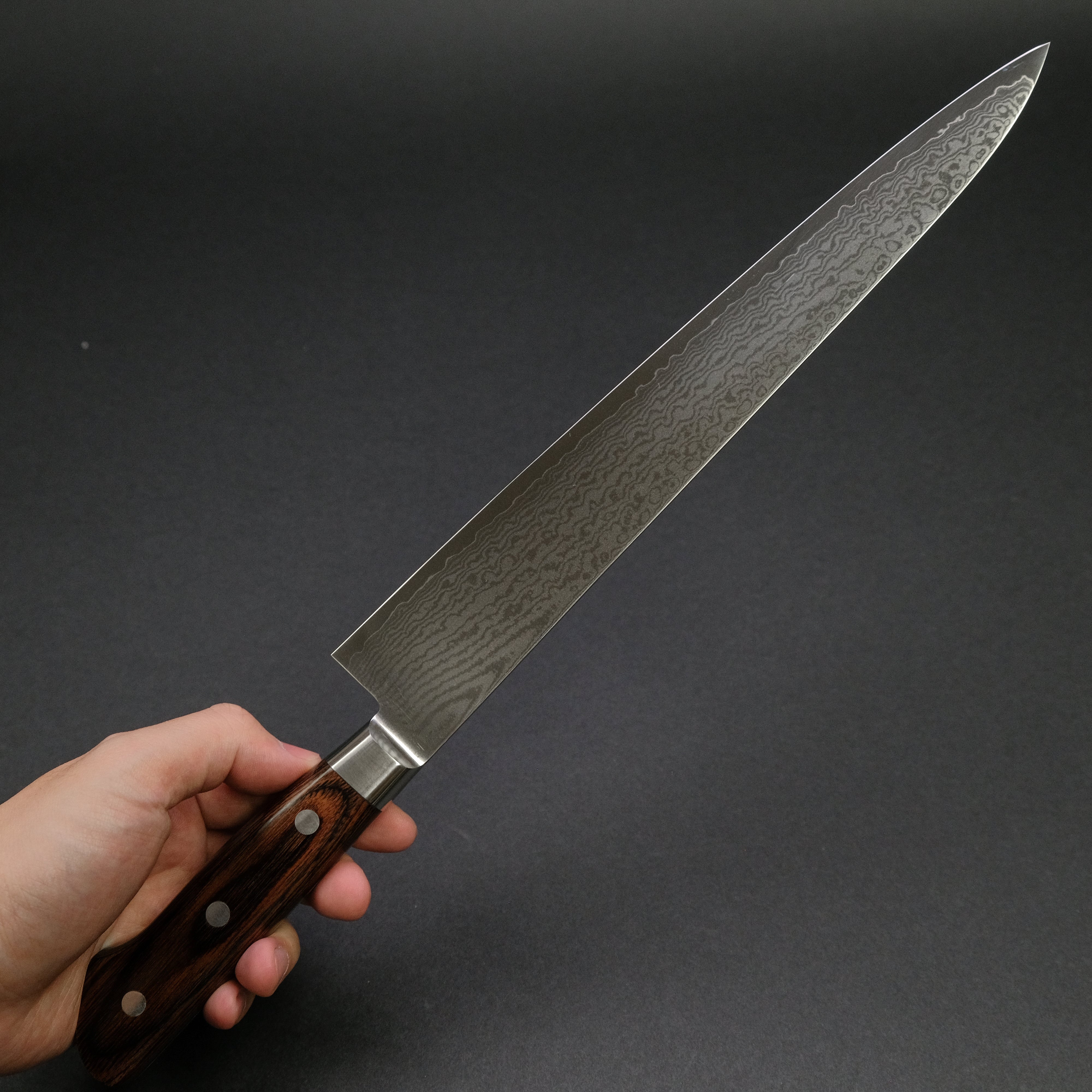 Hitohira Imojiya ST Damascus Sujihiki 270mm Japanese Chef Knife - Imitation Mahogany Handle for Slicing Meat, Sushi & Precision Cutting - Perfect for Professional Chefs & Home Cooking