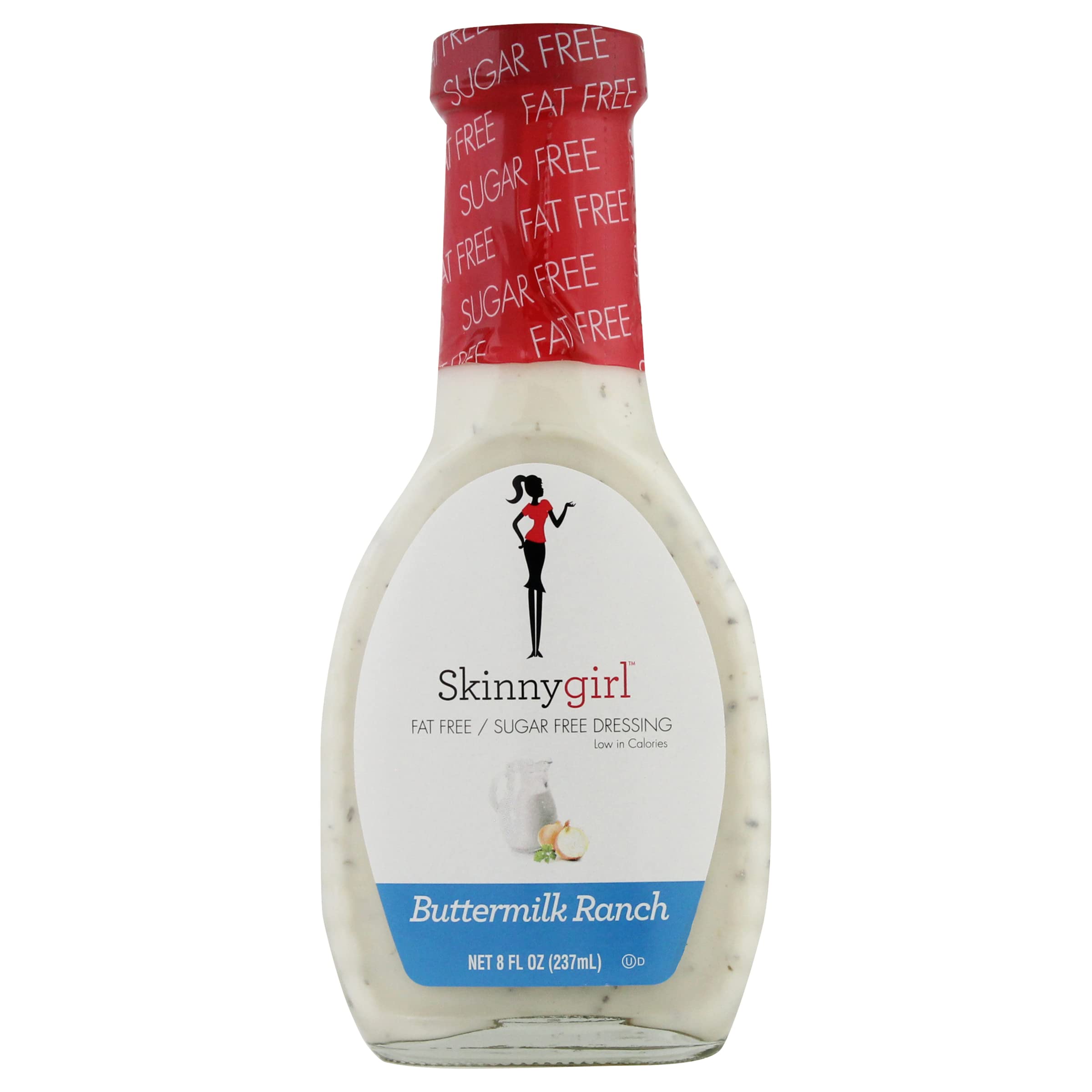 Skinnygirl Fat-Free Sugar-Free Buttermilk Ranch Salad Dressing - 8 oz | Healthy Low-Calorie Vegan Gluten-Free Condiment for Salads, Wraps & Veggie Dips