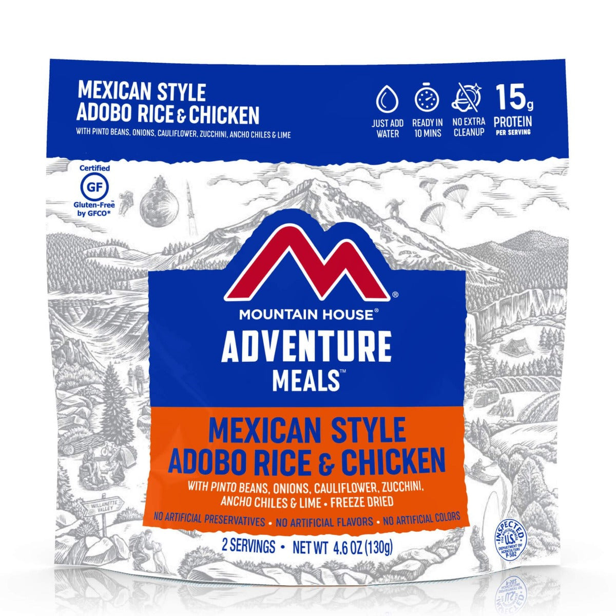 Mountain House Mexican Style Adobo Rice & Chicken - Gluten Free Freeze Dried Camping Food - Lightweight Backpacking Meal for Hiking, Emergency Preparedness & Outdoor Adventures