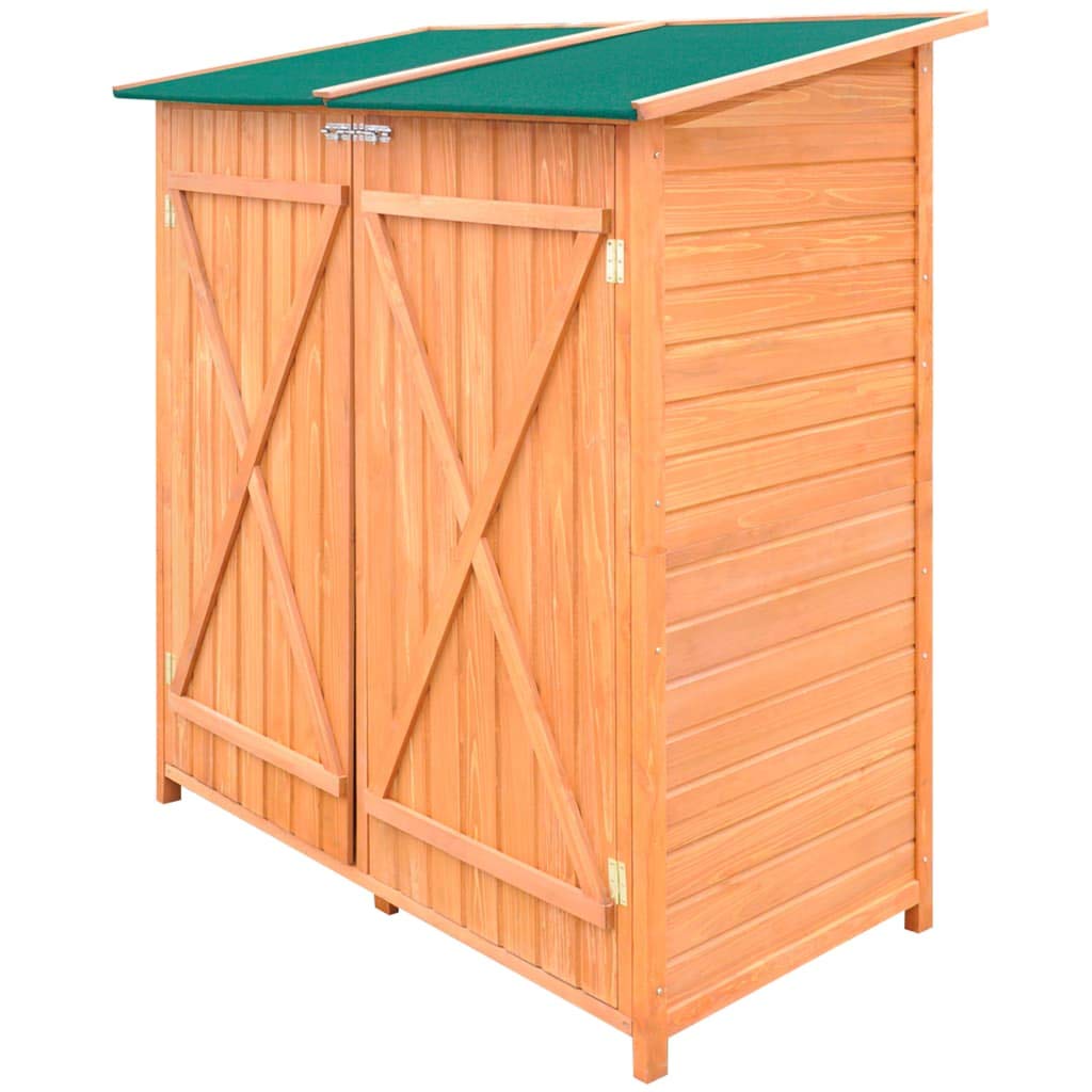 Wooden Outdoor Storage Shed with Double Doors & 2-Layer Shelf - 54.3 x 25.8 x 63 Inch Brown Garden Tool Organizer Cabinet - Perfect for Yard, Lawn, Patio & Gardening Storage Solutions