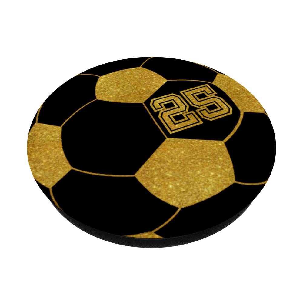Golden Soccer Ball Player #25 Jersey No 25 Football Gift PopSockets PopGrip - Swappable Grip for Phones & Tablets - Perfect for Sports Fans & Mobile Enthusiasts