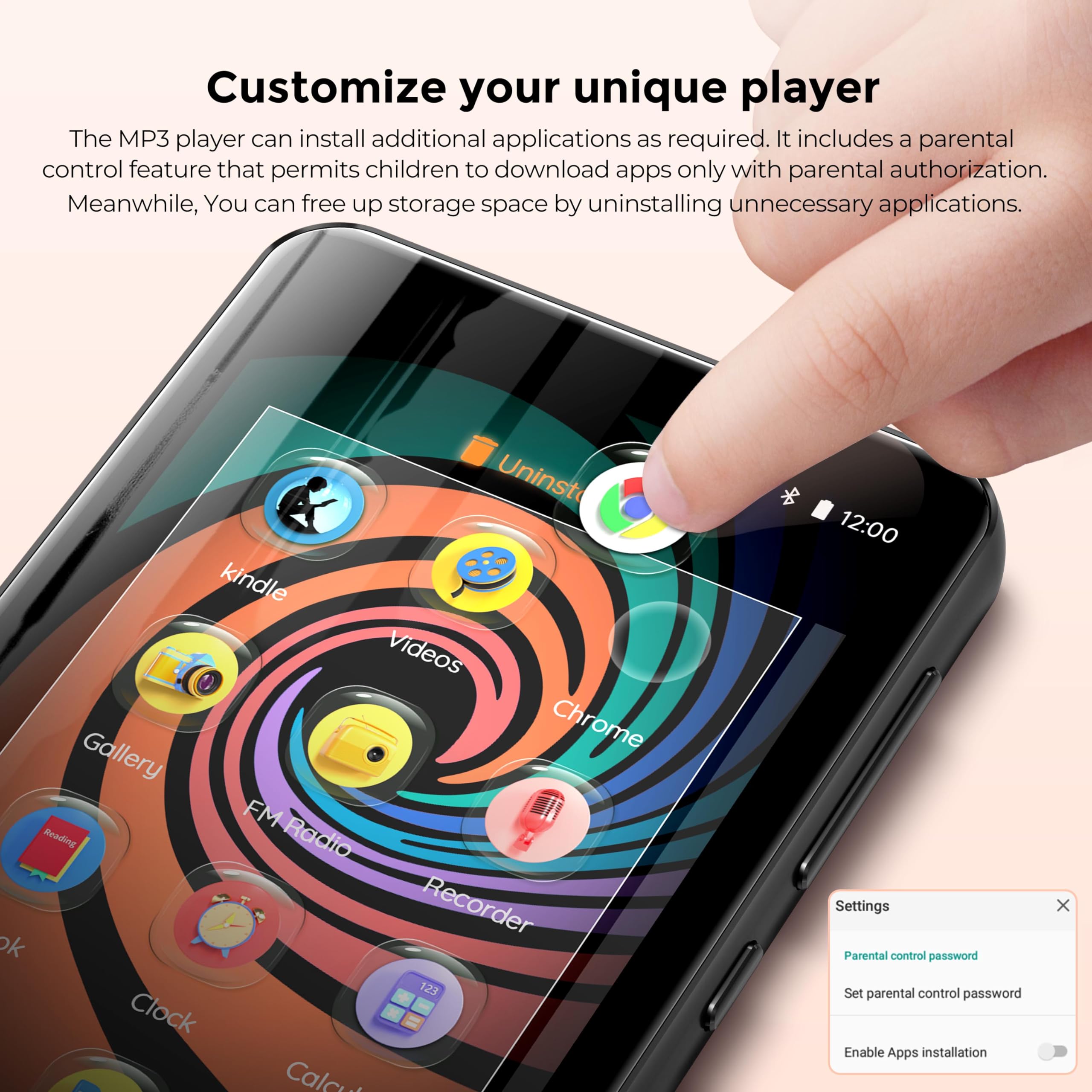 Innioasis 160GB MP3 Player with Bluetooth & WiFi - Android Music Player Supporting Spotify, Amazon Music, Pandora - 4