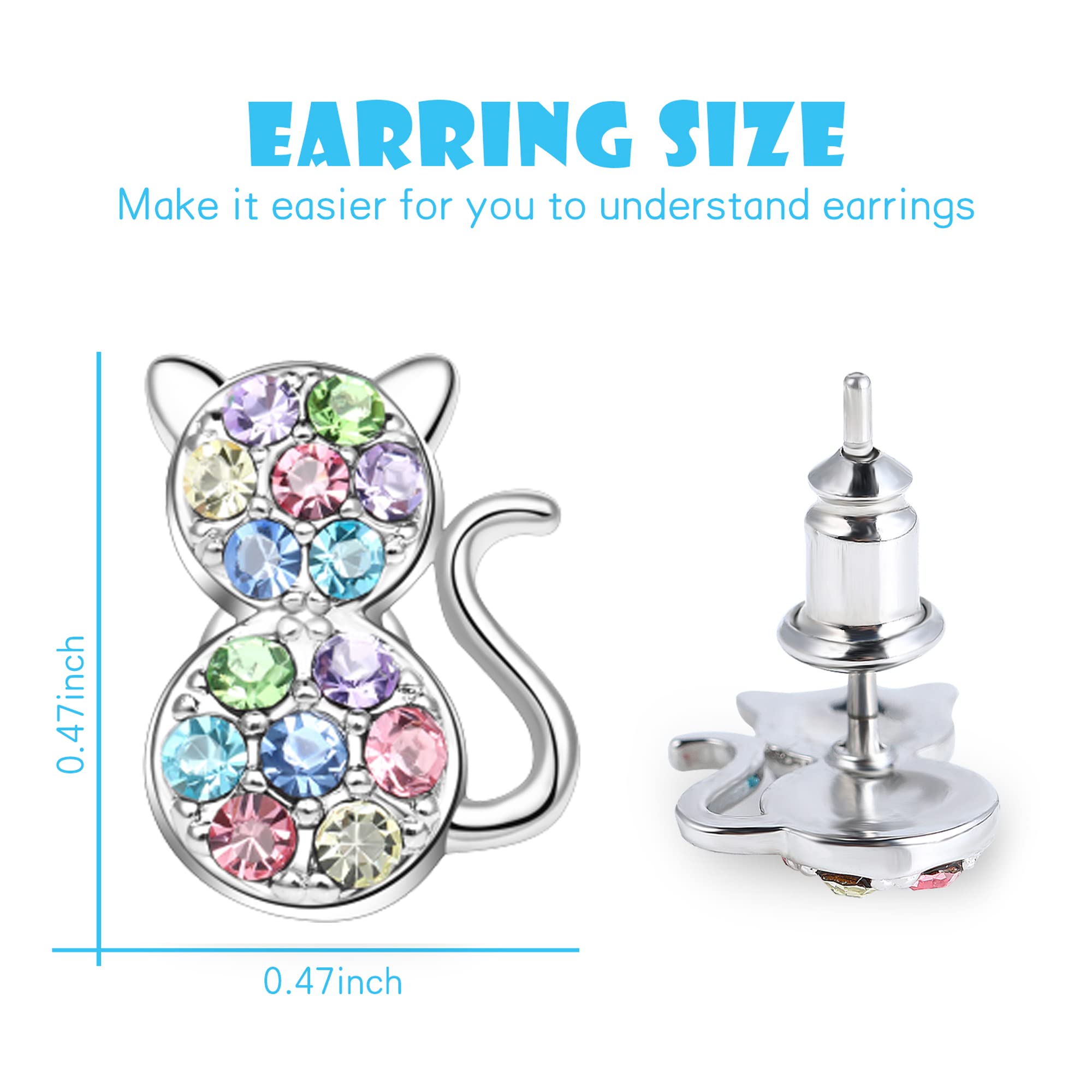 Stylish Silver Cat Earrings for Women & Girls - Cute Stud Earrings for Cat Lovers | Perfect Teen Jewelry Gift for Birthdays & Everyday Wear