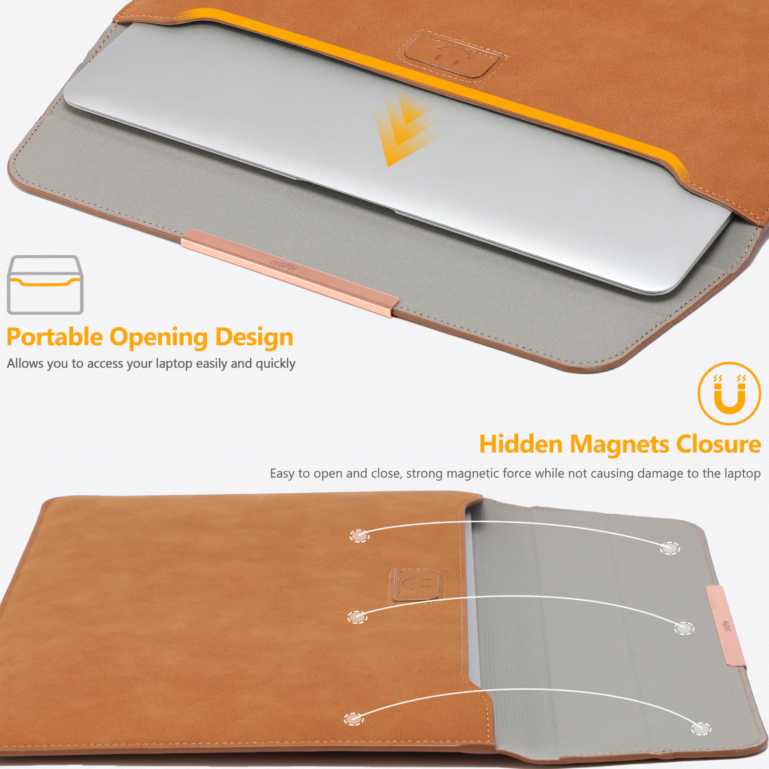 HYZUO 13 Inch Laptop Sleeve with Stand - Protective Case for MacBook Air 13 (M3/M2/M1 2024-2018), MacBook Pro 13 (M2/M1 2024-2016), iPad Pro/Air 13 (M4/M2 2024), Surface Pro 11/10 - Includes Carry Bag, Brown (Smiley Design) - Perfect for Work, Travel & School