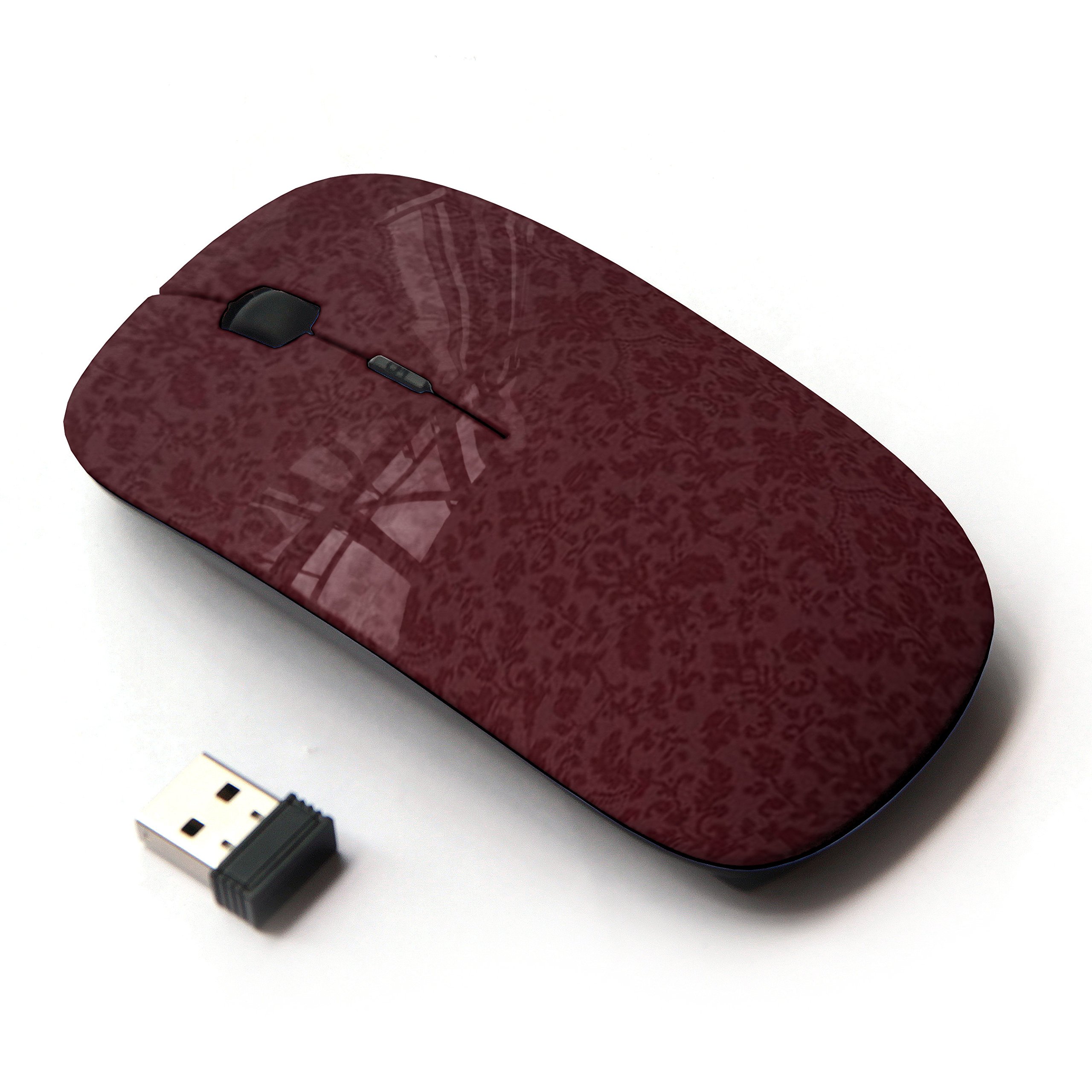 2.4G Wireless Optical Mouse - Retro Brown Maroon Design for Laptop, PC, Mac - Perfect for Office, Home & Gaming Use