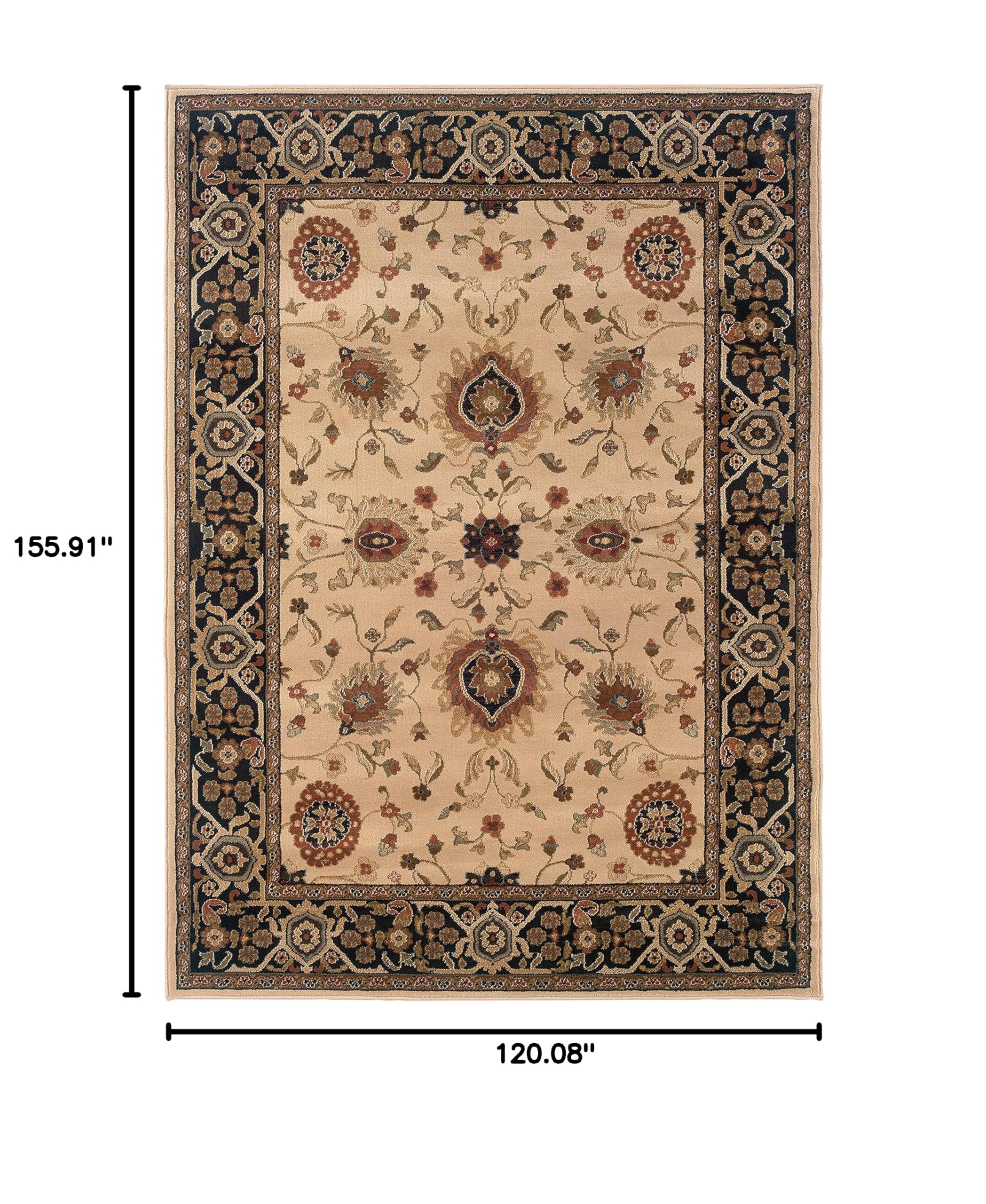 Hudson 1338C 10' x 13' Beige Area Rug - Soft Living Room Carpet for Home Decor, Bedroom Floor Mat, Cozy Dining Room Rug