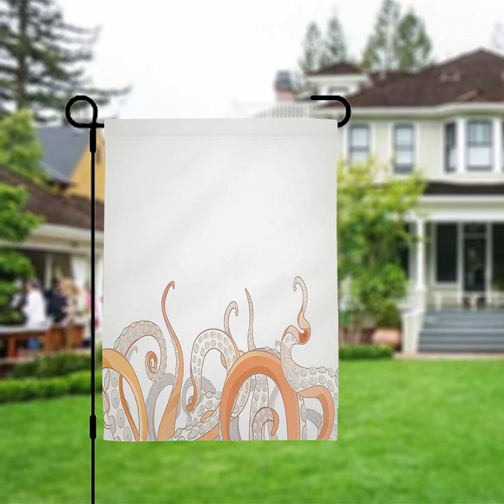 Wondertify Octopus Garden Flag - Double Sided 12x18 Inch Outdoor Yard Decor with Grey & Pink Aquatic Design - Perfect for Porch, Lawn & Home Decoration | Waterproof & Durable for All Seasons