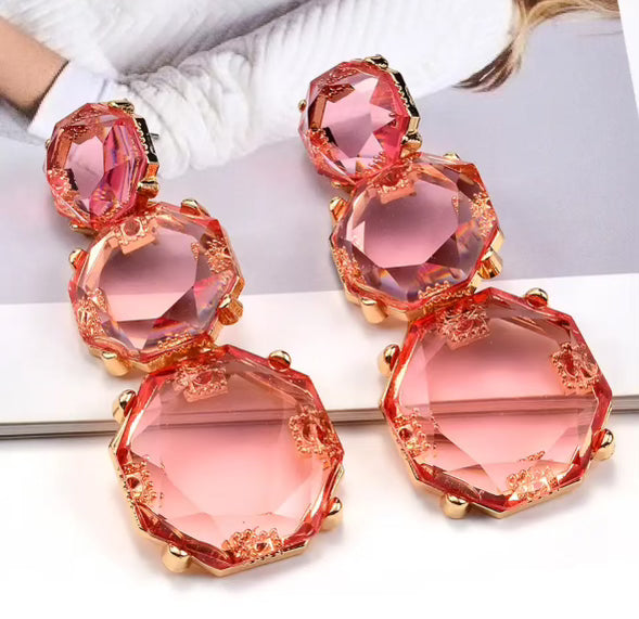 Rose Crystal Drop Earrings – Elegant Handmade Jewelry for Women | Perfect for Weddings, Parties & Special Occasions
