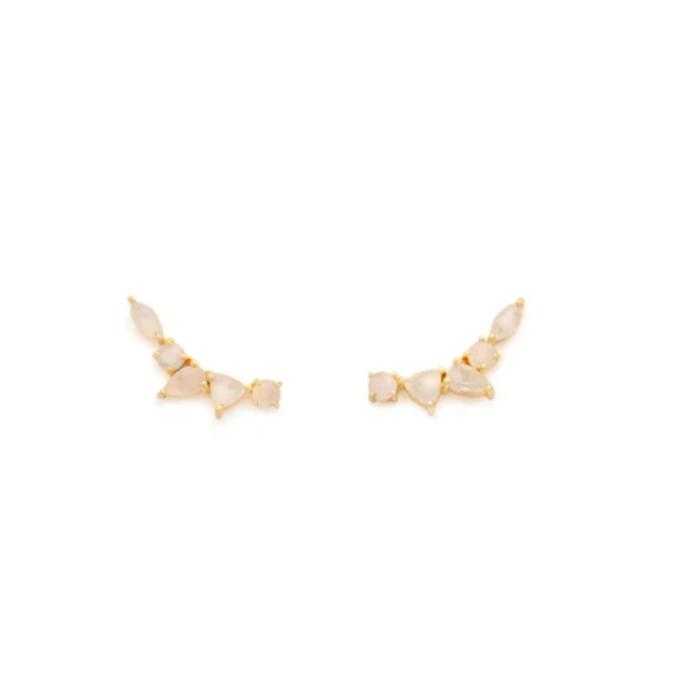 Mini Wing Ear Climbers Moonstone Earrings - Dainty Boho Hoop Earrings for Women - Perfect for Everyday Wear, Parties & Special Occasions