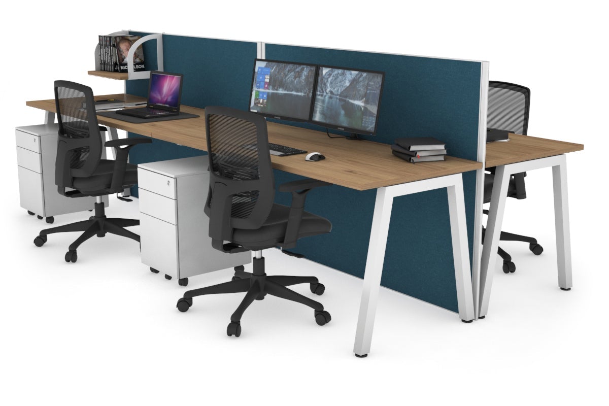 Horizon Quadro 4-Person Office Bench with A-Legs - 1600L x 700W Workstation for Collaborative Workspaces, Conference Rooms & Open Office Layouts
