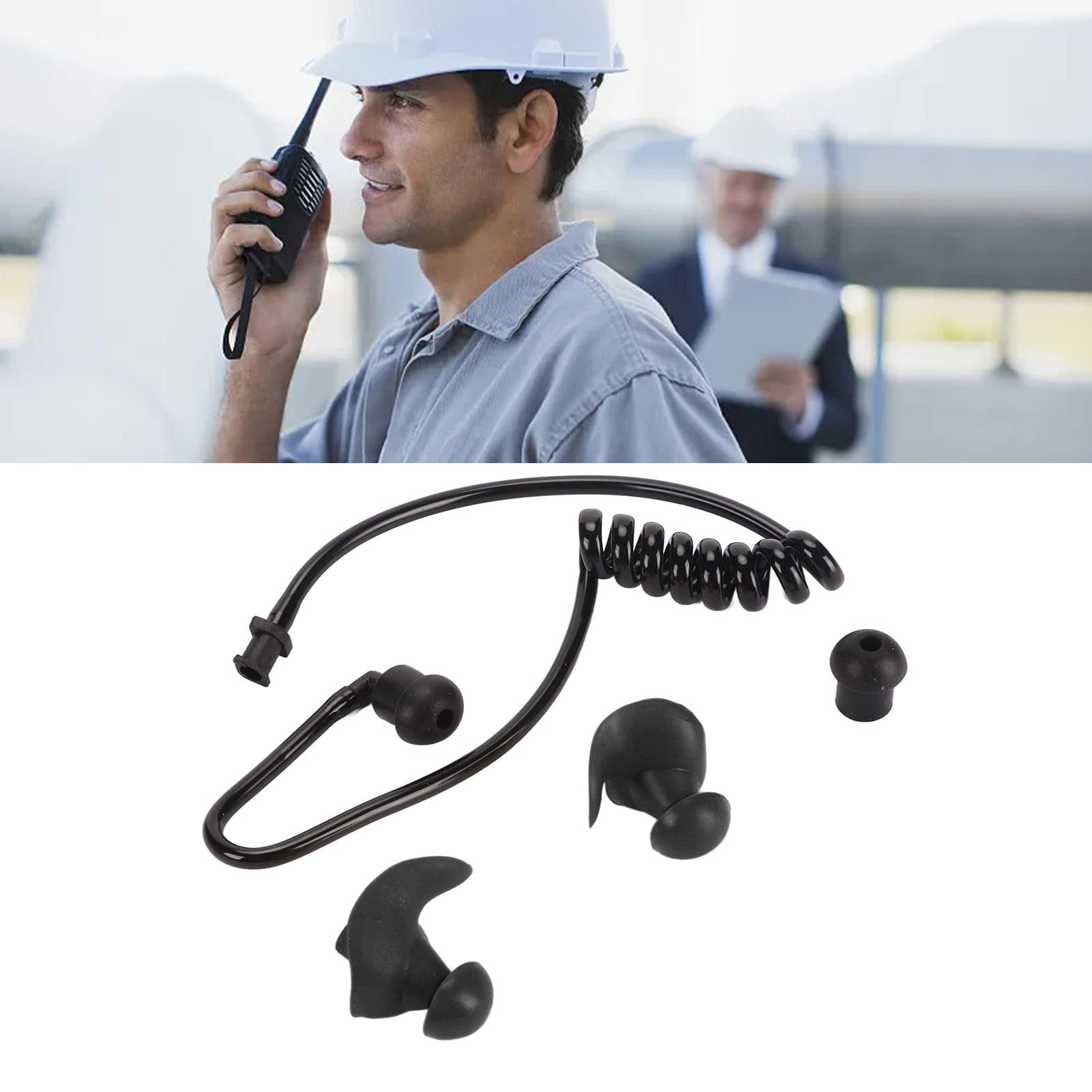 Two Way Radio Headset Replacement Earpiece Coil Tubes - Black Acoustic Tube Coiled Headset Accessory for Motorola, Kenwood Radios | Perfect for Security, Construction & Outdoor Communication