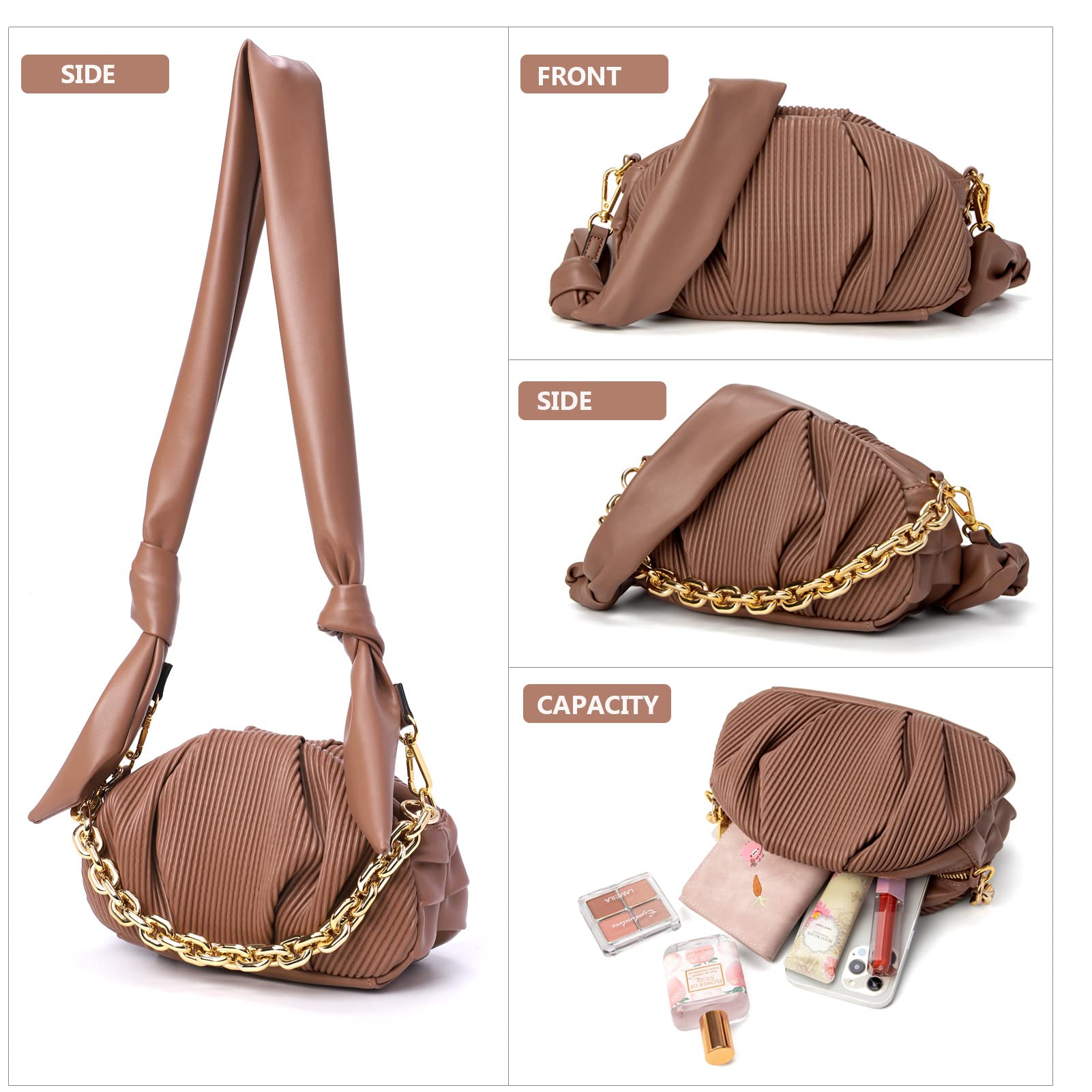 KingTo Women's Crossbody Clutch Purse - Designer Dumpling Shoulder Bag & Soft Cloud Pouch Tote for Everyday Use, Date Night & Travel Accessories