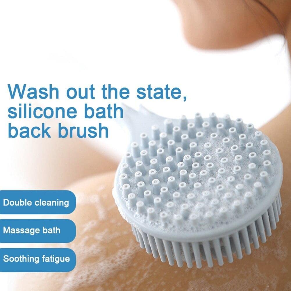 Simxen Dual-Sided Silicone Body Scrubber & Massage Brush with Long Handle - Exfoliating Shower Brush for Back, Legs & Full Body Care - Perfect for Bath, Spa & Home Relaxation Therapy