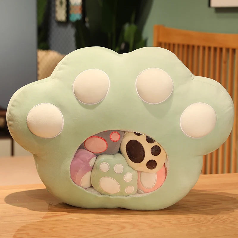 50x40 Cute Kawaii Cat Paw Plush Toy with 5 Mini Paws - Soft Stuffed Animal Pillow for Kids, Girls Gift - Perfect for Sofa Decor, Bedroom Cuddling & Stress Relief