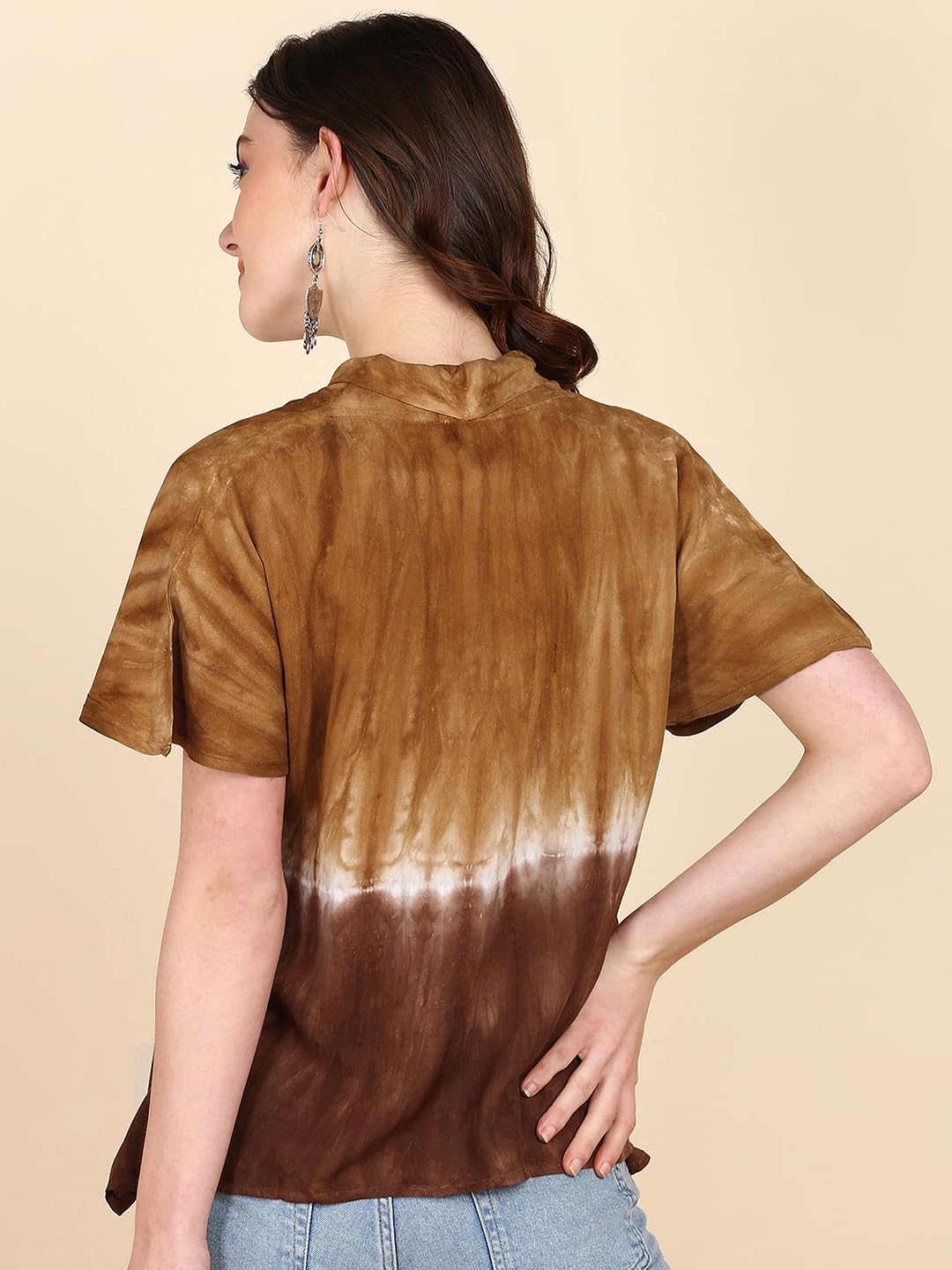 Hand Dyed Half Sleeve Rayon Blouse for Women | Boho Chic Summer Top | Perfect for Casual Outings & Beach Vacations