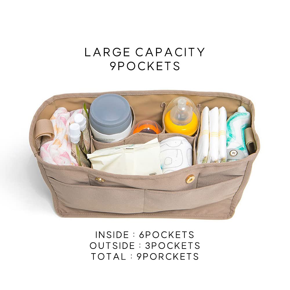 enreve Purse Organizer Insert - Handbag & Tote Bag Organizer for Longchamp, Diaper Bags & More (BLACK) | Perfect for Travel, Work & Everyday Use