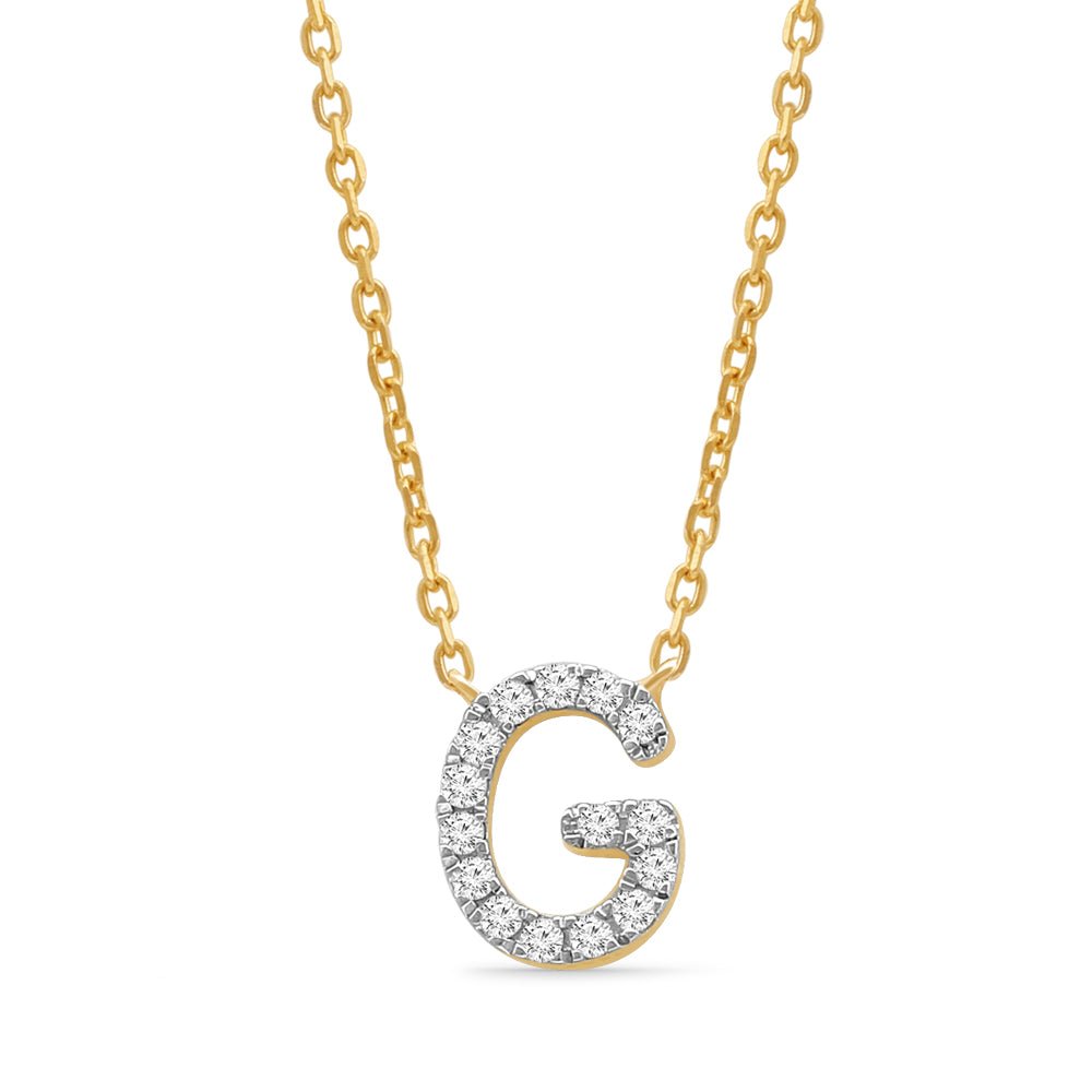 14K Yellow Gold Diamond Initial Charm Necklace - Personalized Classic Jewelry for Women | Perfect Gift for Birthday, Anniversary & Valentine's Day