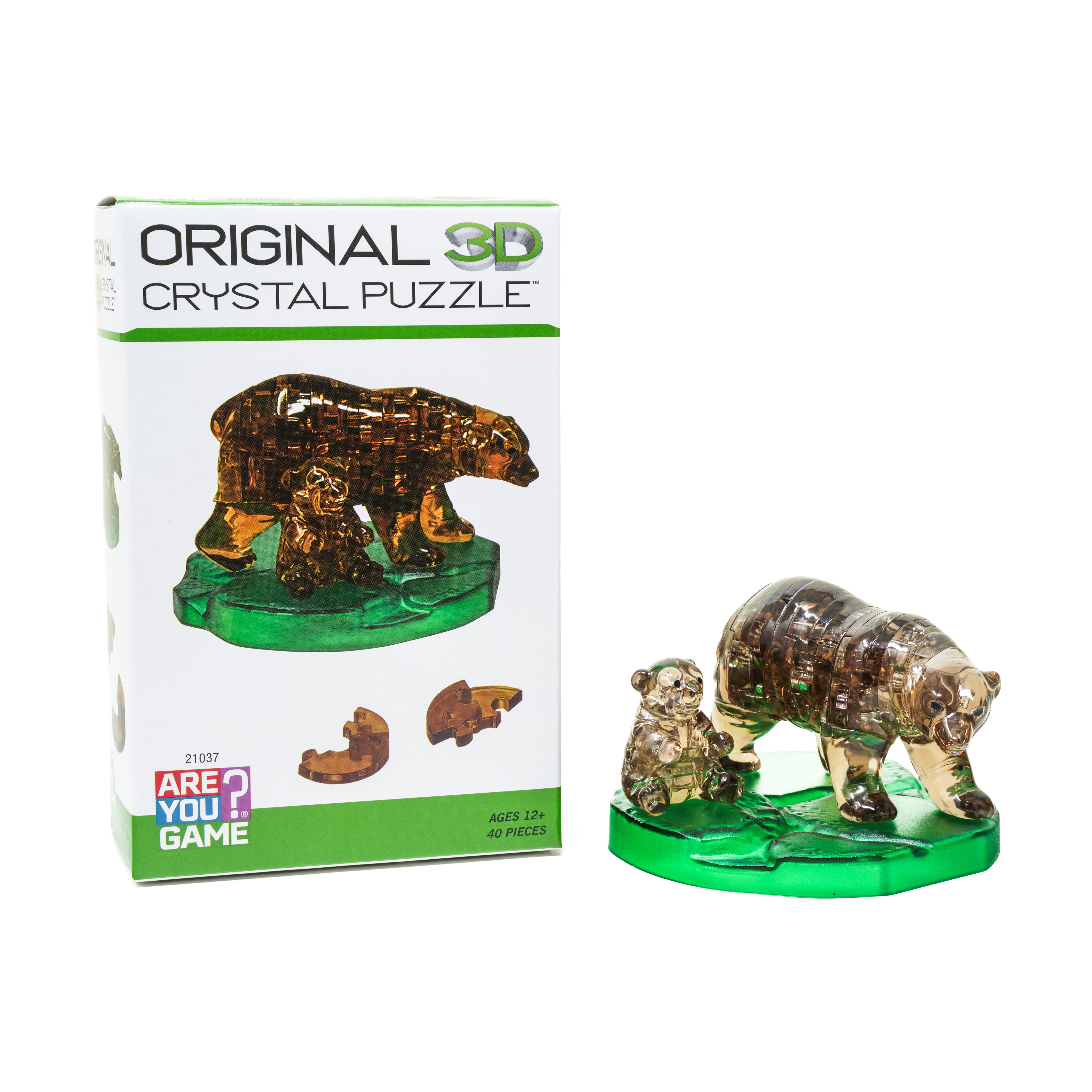 3D Crystal Puzzle - Brown Bear and Baby Cub: 40-Piece Enchanting Wilderness Adventure Puzzle for Adults & Teens | Perfect for Family Game Night, Stress Relief & Home Decor