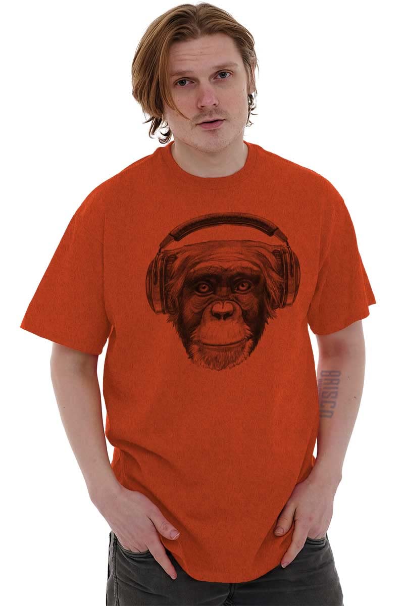 Smile Monkey Headphones Hipster Graphic T-Shirt for Men & Women - Funny Casual Wear for Music Lovers & Street Style