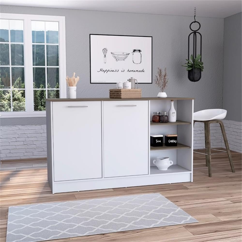 TUHOME Multi-Color Engineered Wood Kitchen Island with Storage - Modern Rolling Kitchen Cart for Small Spaces, Food Prep & Dining - Perfect for Apartments, Condos & Open Kitchens