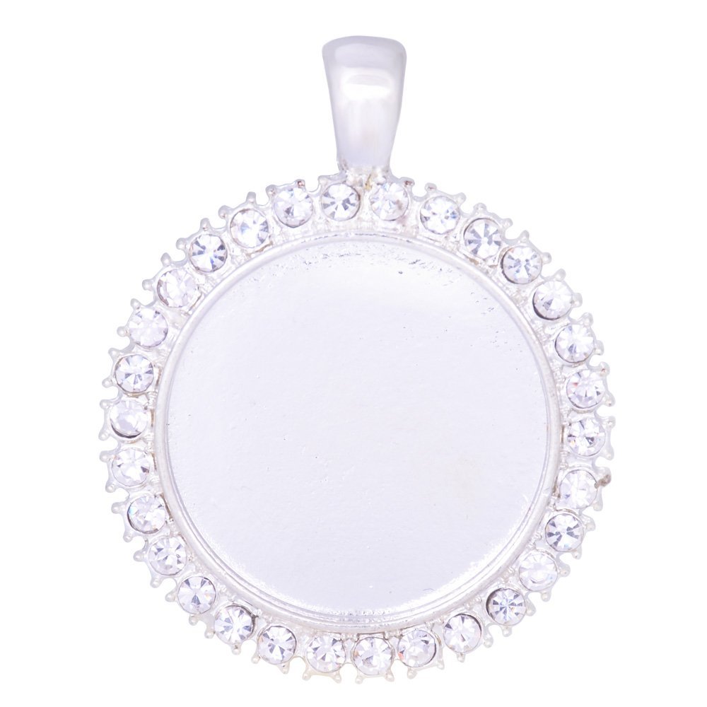 10pcs 1 Inch Silver Claw Pendant Tray with Single Row Birthstone Crystal - April Birthstone Jewelry Making Supplies for Necklace, Bracelet & DIY Craft Projects