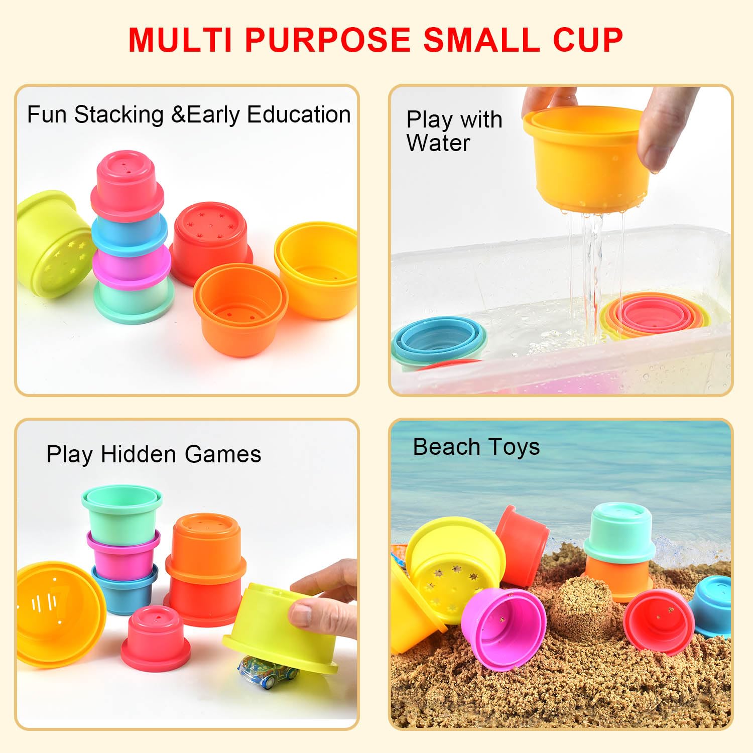 Montessori Stacking Nesting Cups for Babies 6+ Months - Educational Baby Toys for Learning & Development - Perfect for Playtime, Sensory Exploration & Early Childhood Education