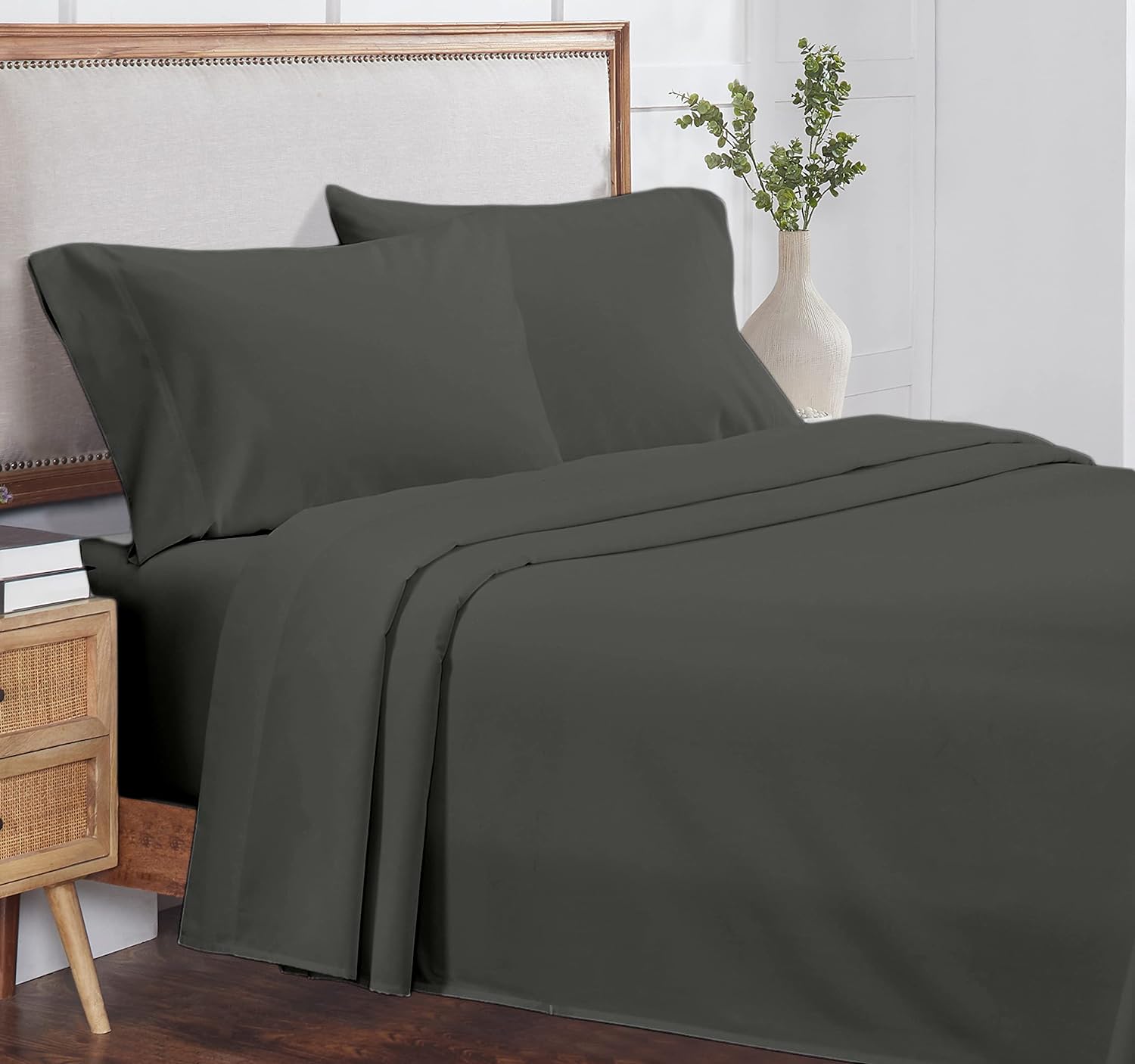 4Pc Emperor Size Sheet Set - 100% Organic Cotton, 800 Thread Count, Soft & Breathable Luxury Sheets with 8-12