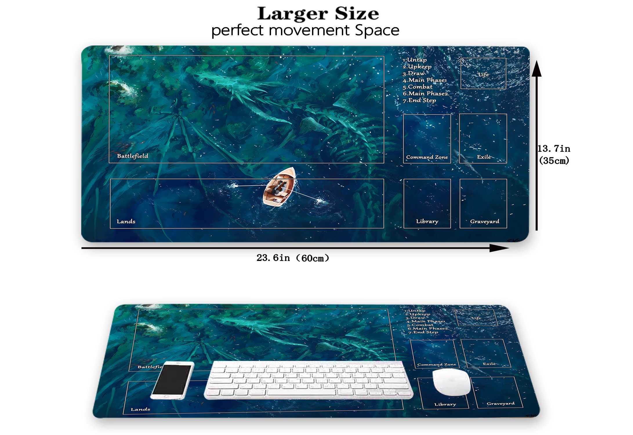 Premium MTG Playmat 24x14 Inches - Non-Slip Rubber Surface Trading Card Game Mat with Storage Bag | Perfect for Magic: The Gathering, Yu-Gi-Oh, Pokemon TCG Battles | Great for Tournaments, Game Nights & Collectors