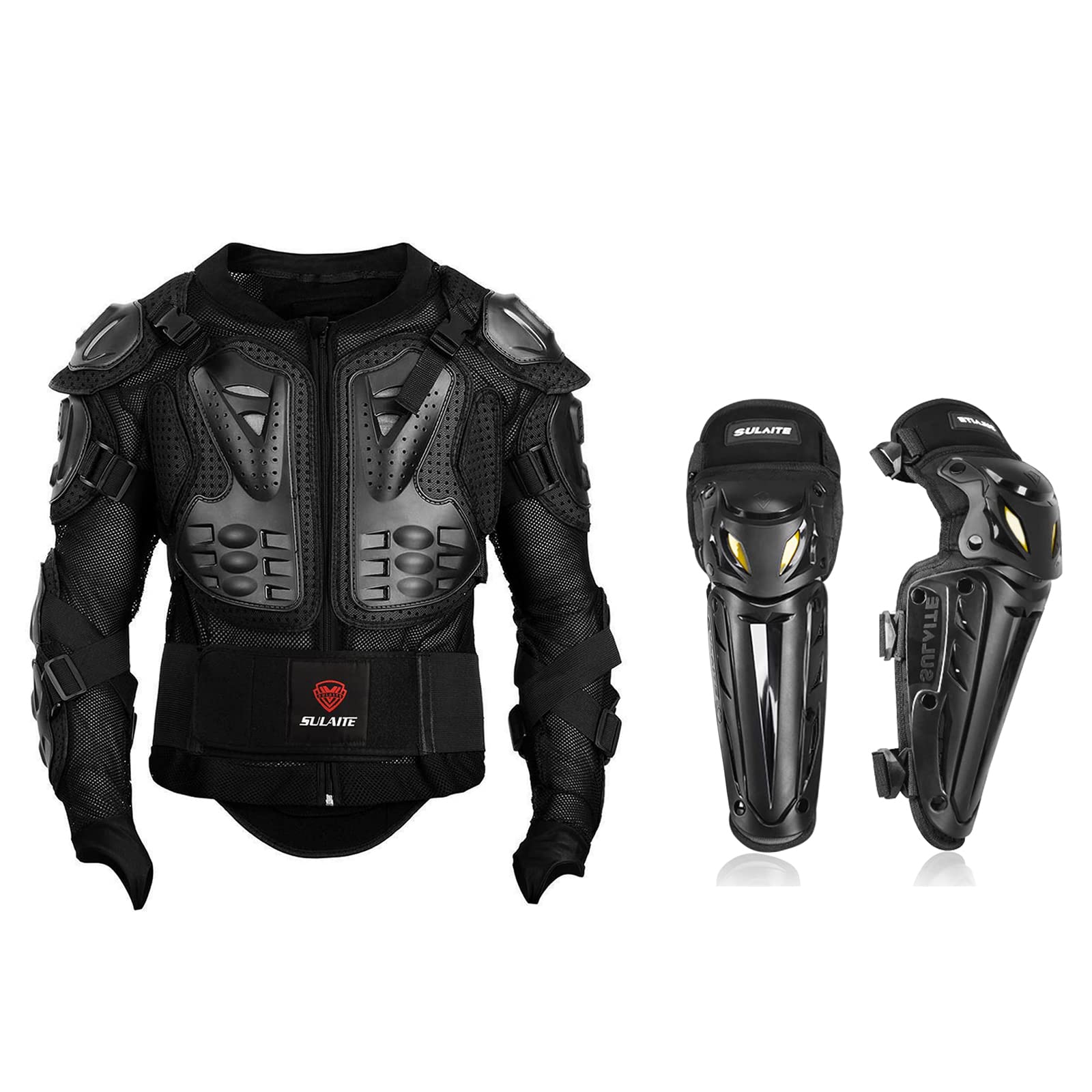 Best Motorcycle Protective Gear Set - Body Armor & Chest Protector with MTB Knee Pads for Dirt Bike Riding - Perfect for Off-Road, Motocross & Adventure Cycling Safety