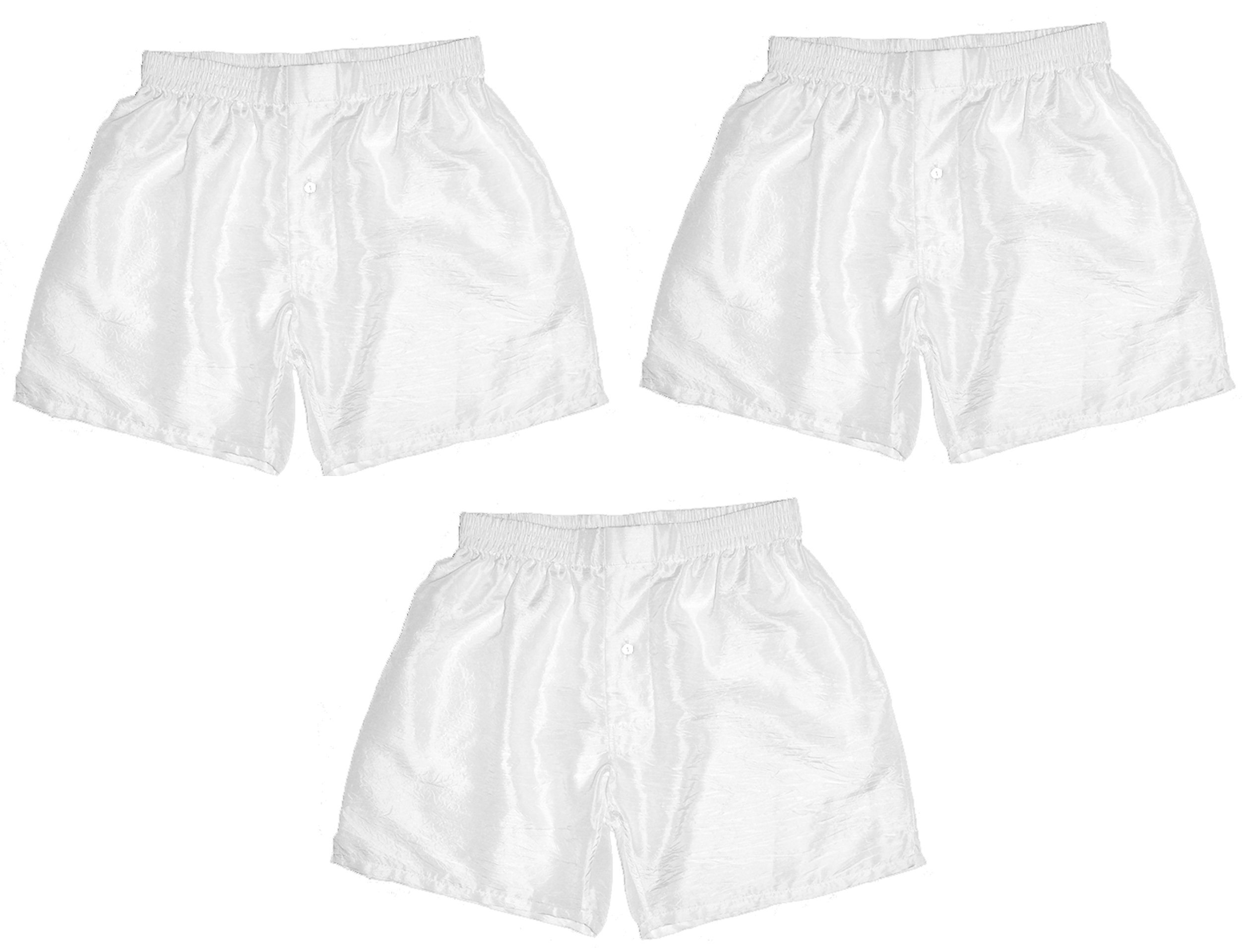Pure White 100% Silk Boxers for Men - Set of 3 (3XL, 41